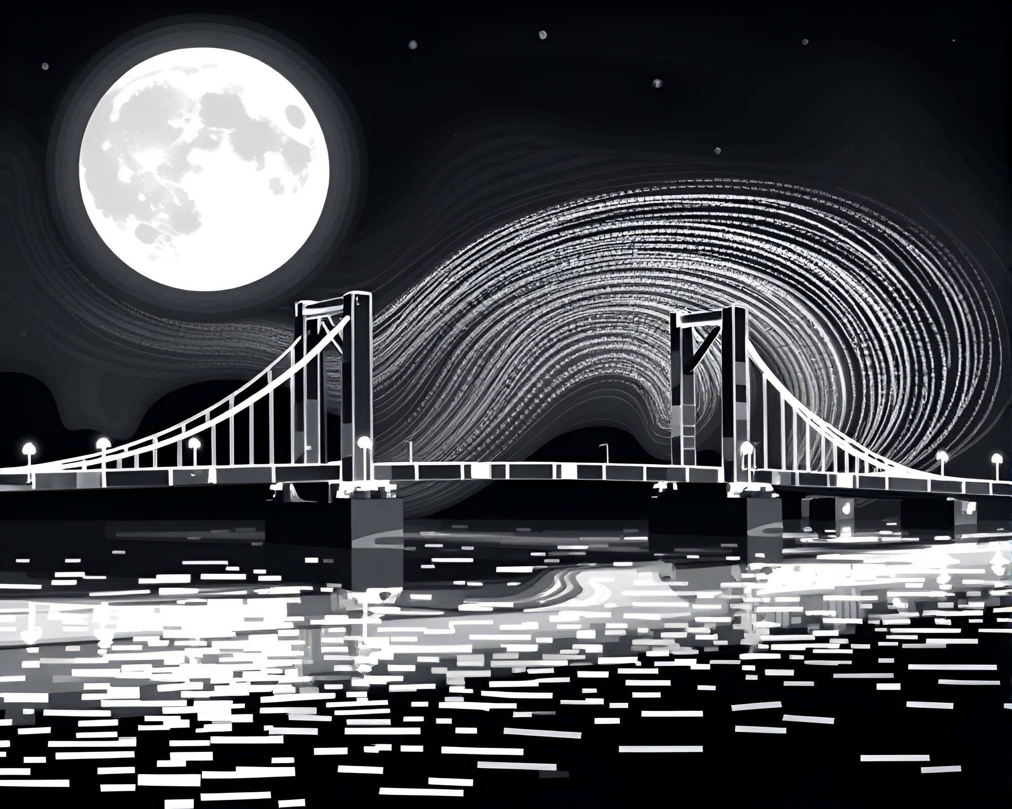 Lunar Glass Bridge Voxel Art Creation – free AI stock image