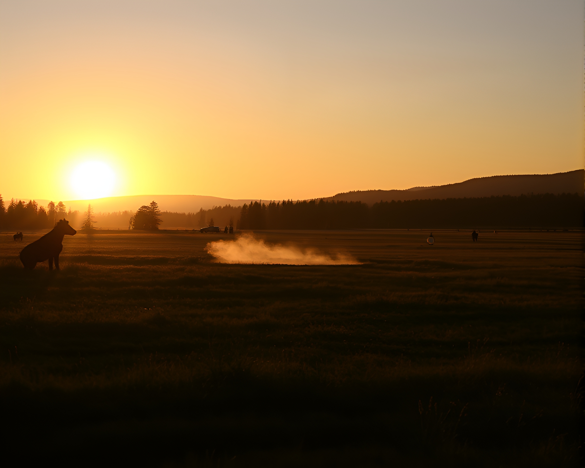 Geometric Sunset Shadows in Geyser Field – free AI stock image