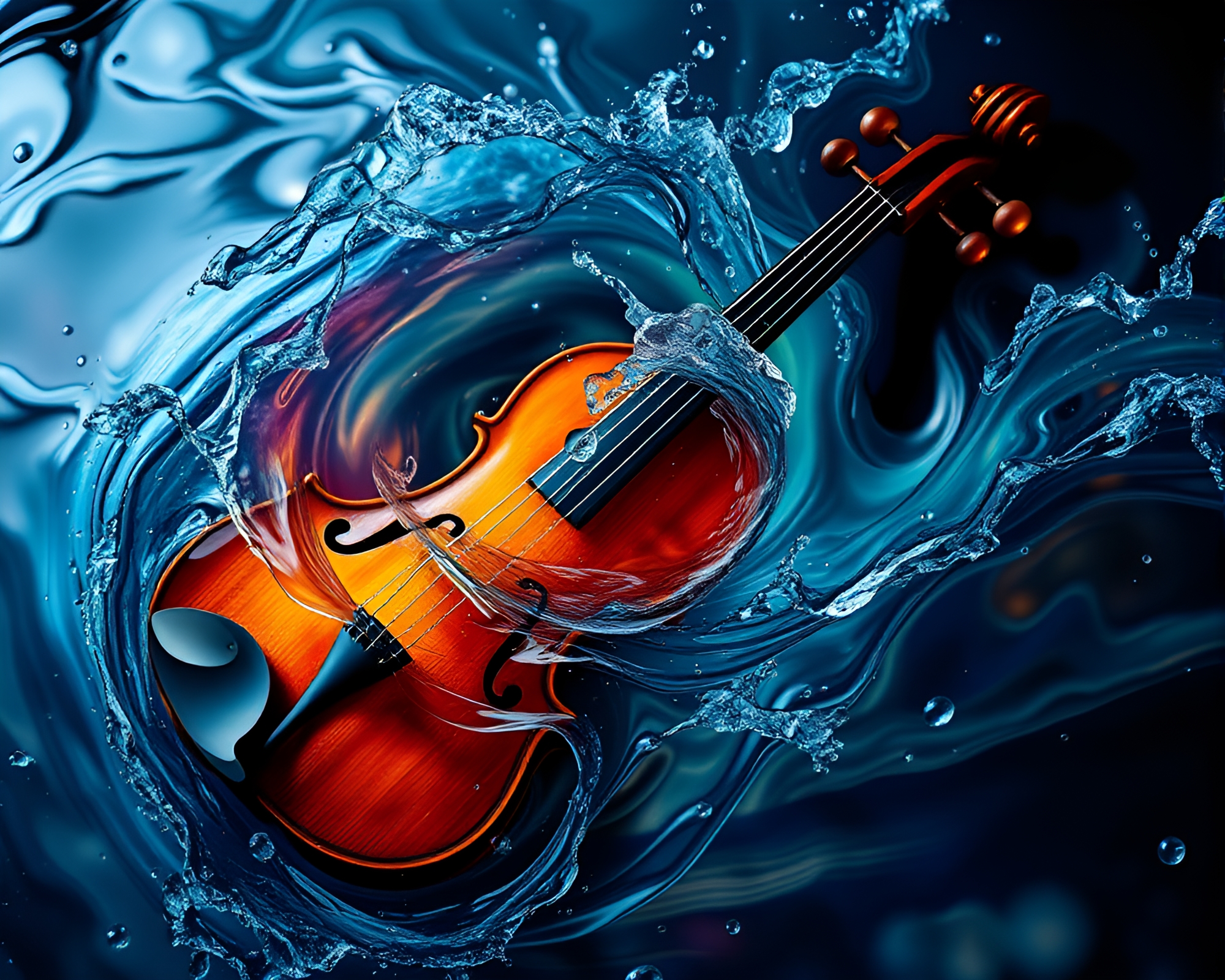 Mesmerizing Water Whirlpool Violin Symphony Concept Art – free AI stock image