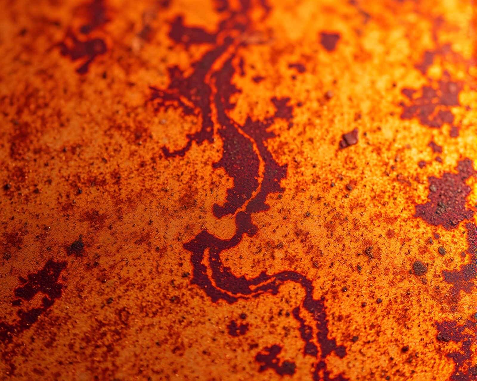Close-up of a sloth with rust flake texture under light streaks