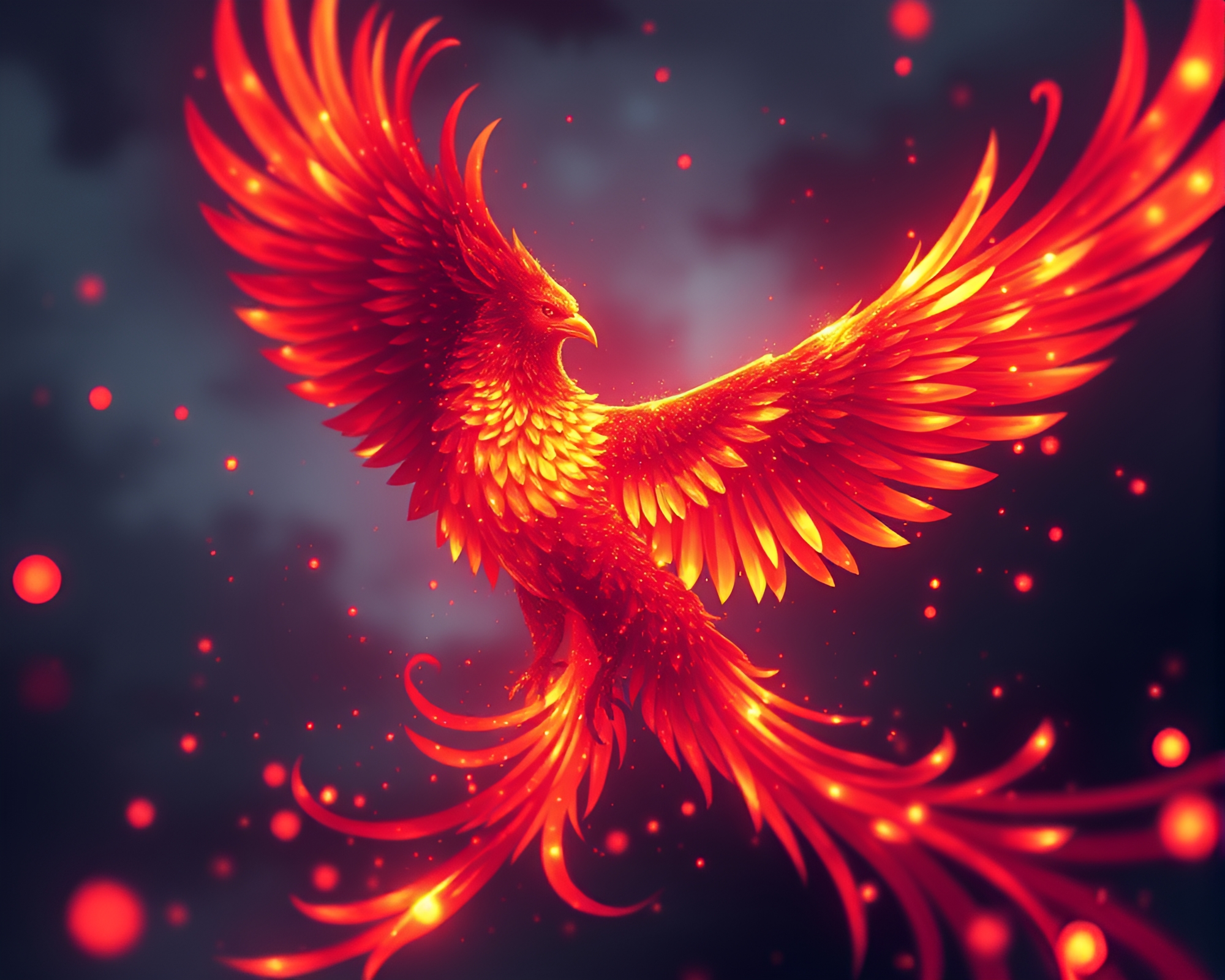 Majestic Phoenix Soaring Amidst Pixelated Light – free AI stock image