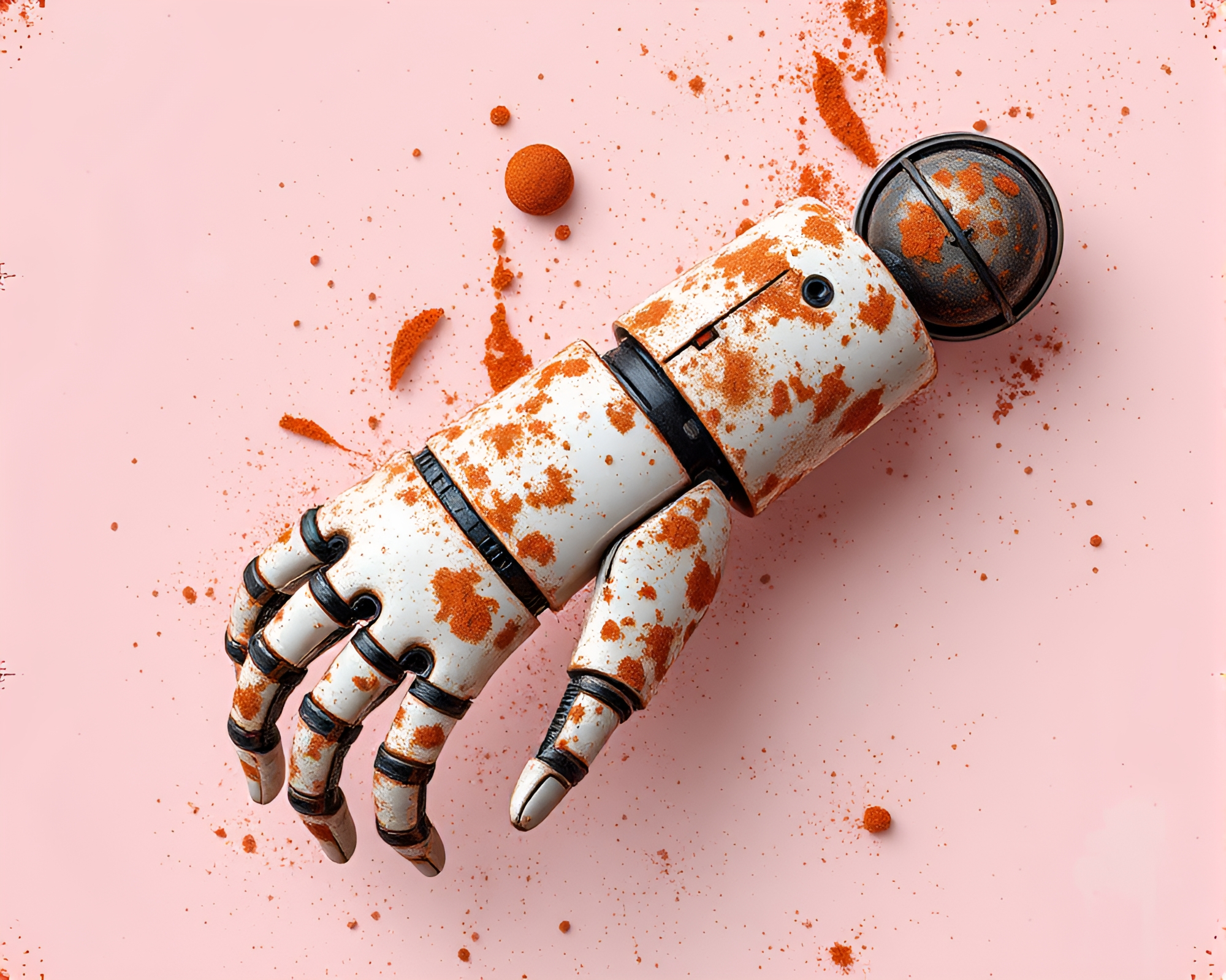 Rustic Robotic Arm Splatter Art – free AI stock image