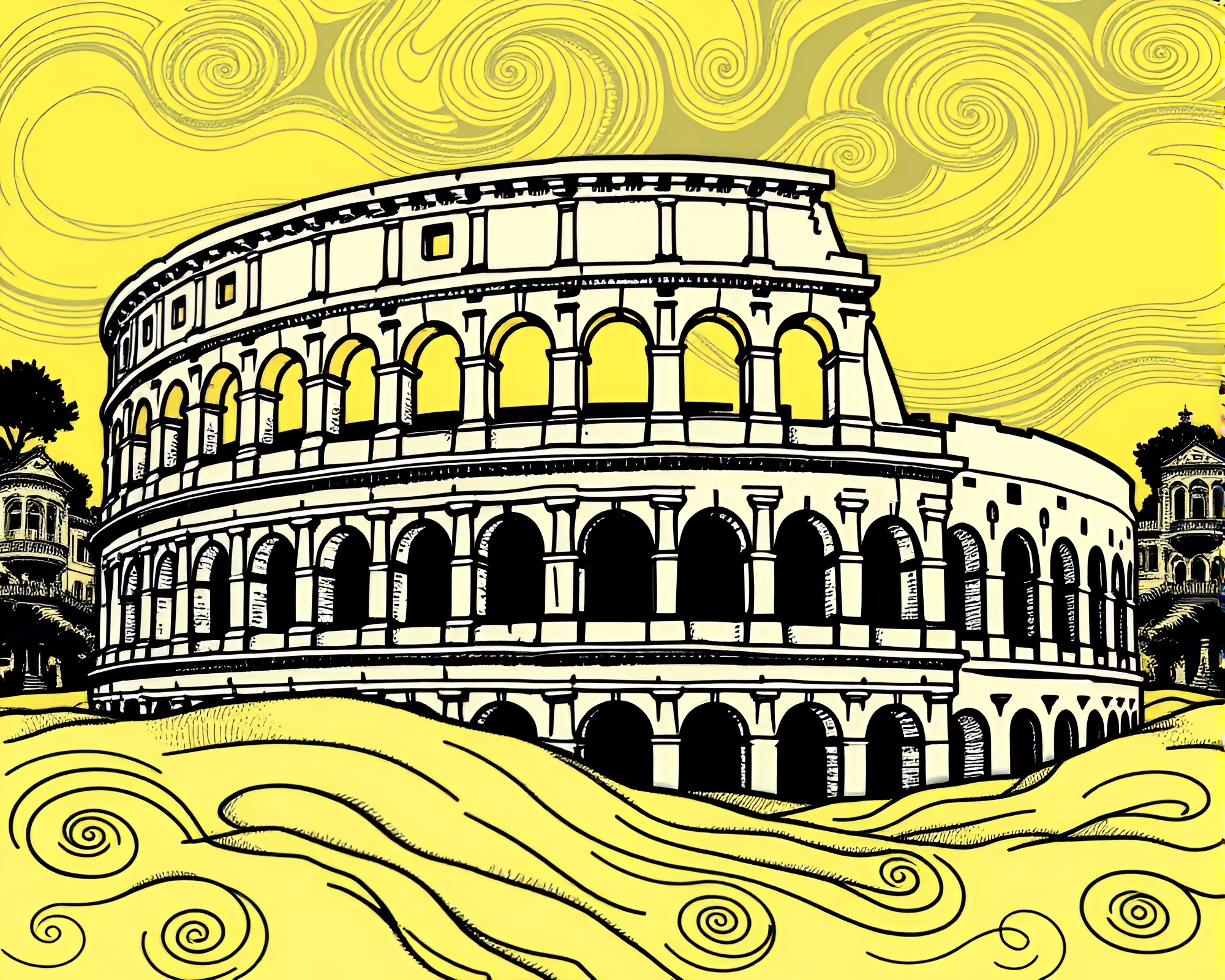 Sand Swirl Pattern in Lemon Coliseum Glow – free AI stock image