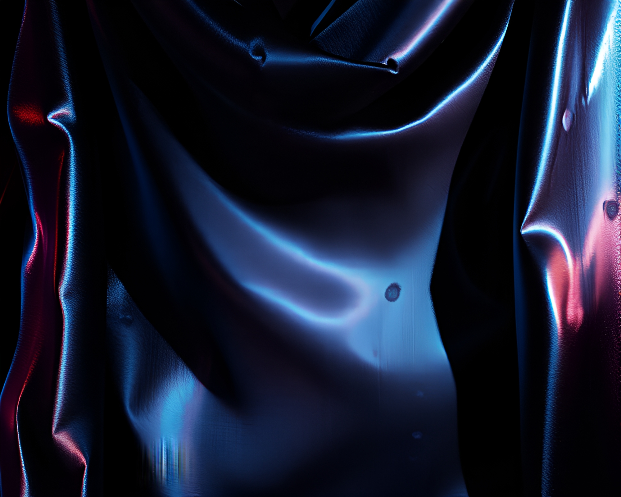 Dramatic Silk Kimono Reflection in Holographic Ambiance – free AI stock image