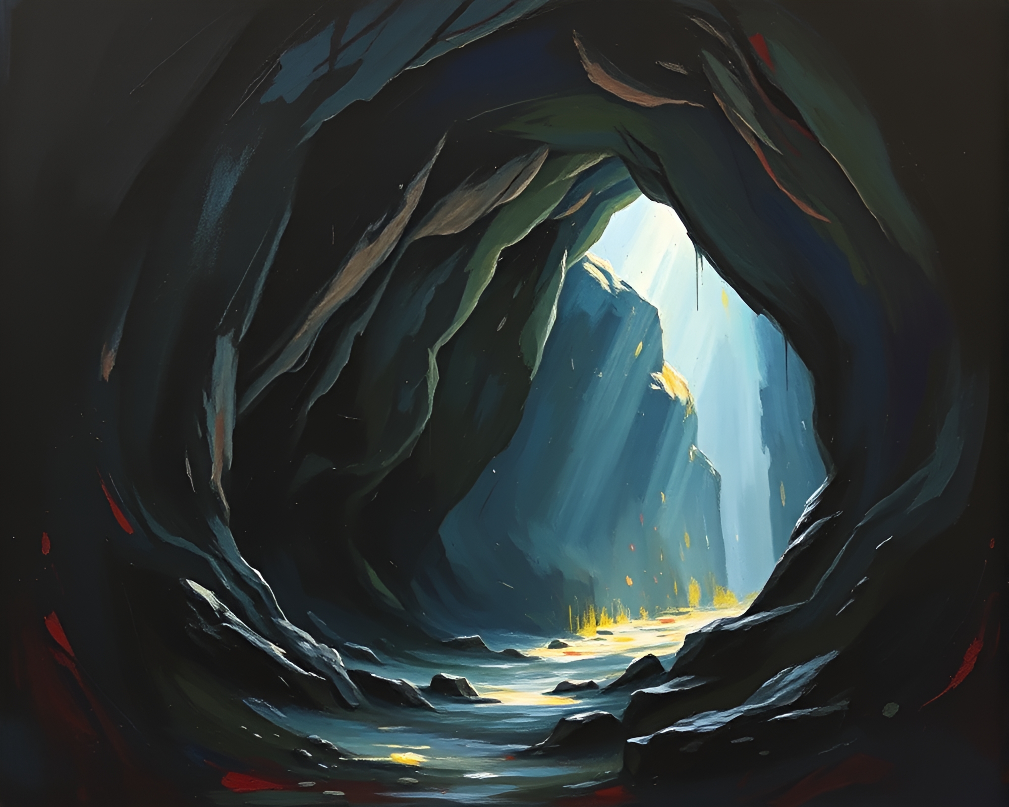 Jetpack Explorer at Dark Cave Entrance – free AI stock image