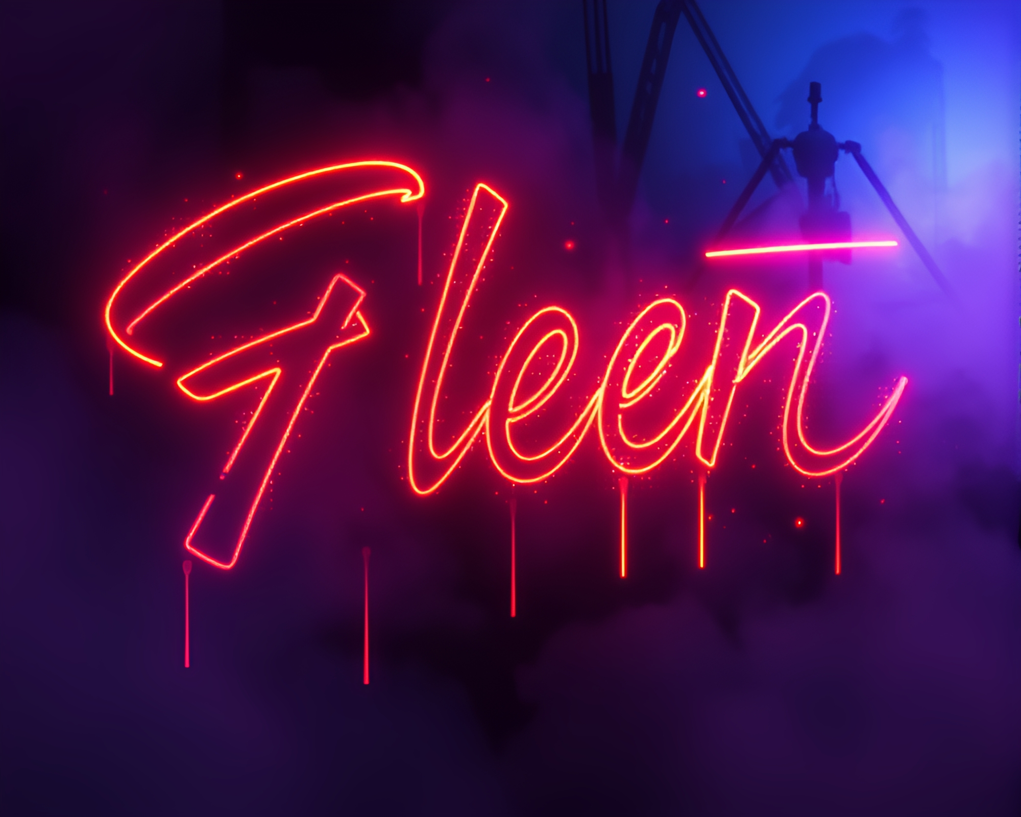 Foggy Neon Cityscape with Holographic Textures – free AI stock image