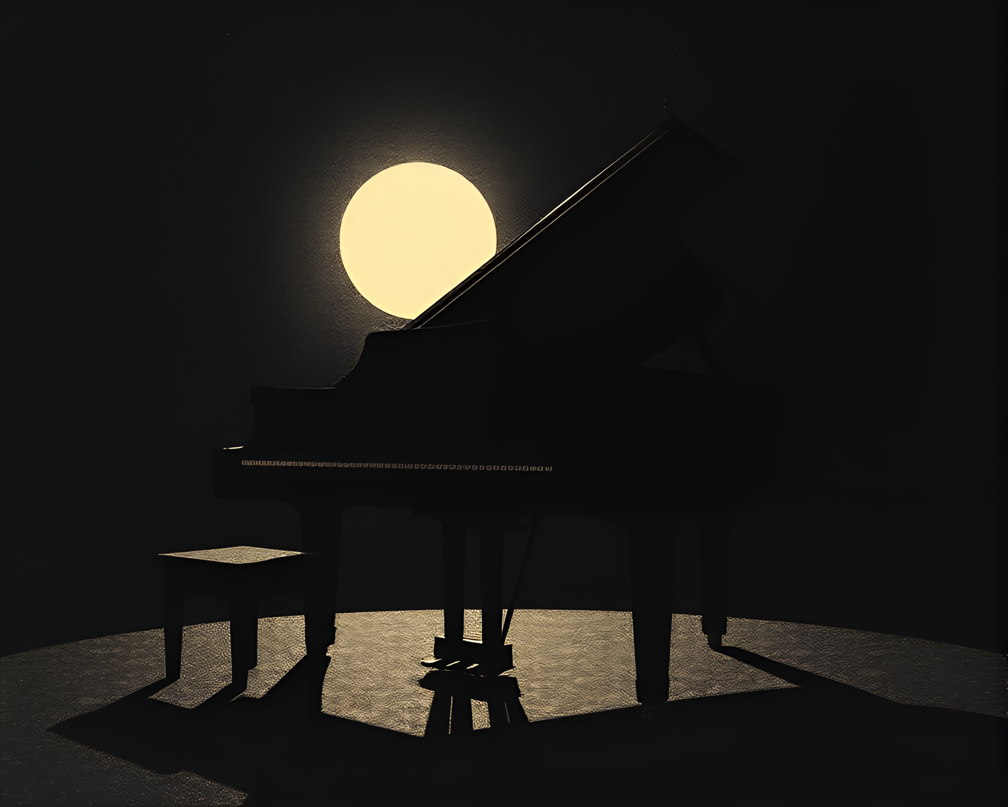 Ethereal Piano Eclipse in Pointillism Style – free AI stock image