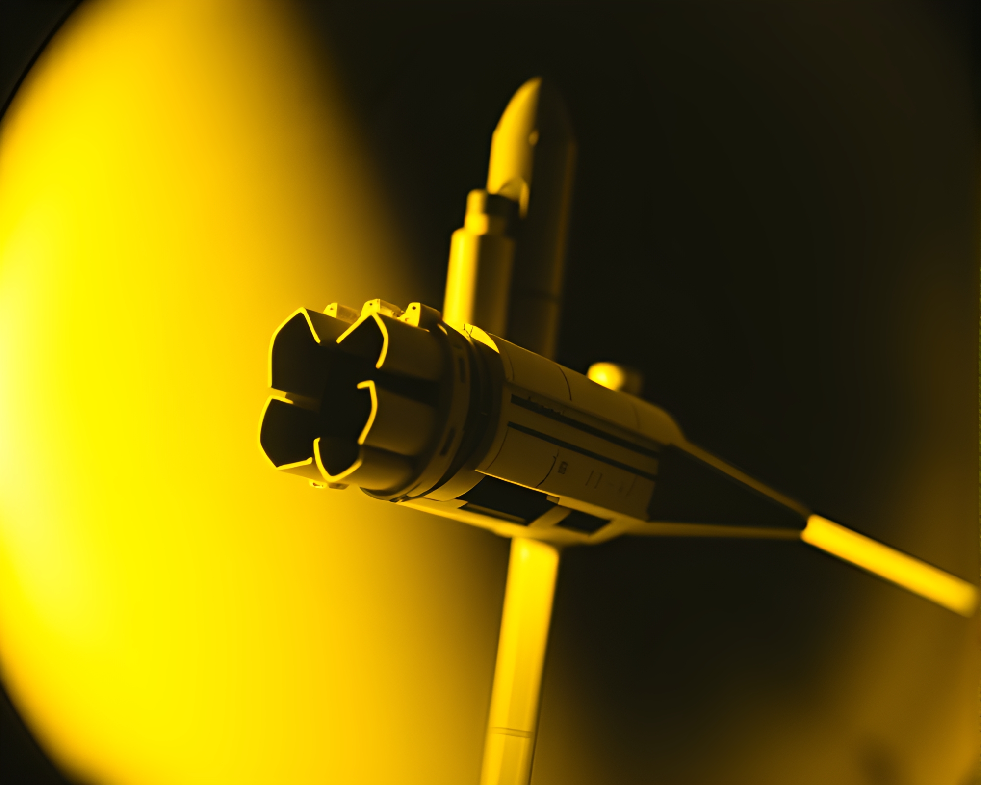 Monochrome Voxel Art of Split Focus Space Shuttle – free AI stock image