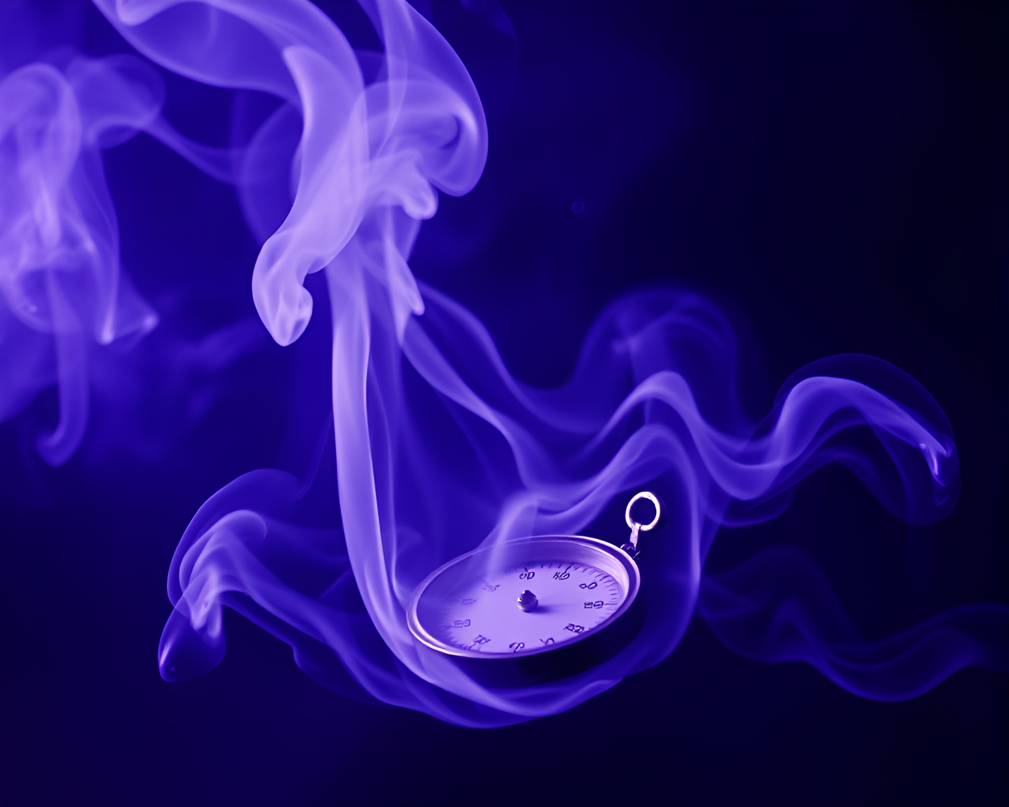 Vintage Pocket Sundial in Ultraviolet Smoke Plume – free AI stock image
