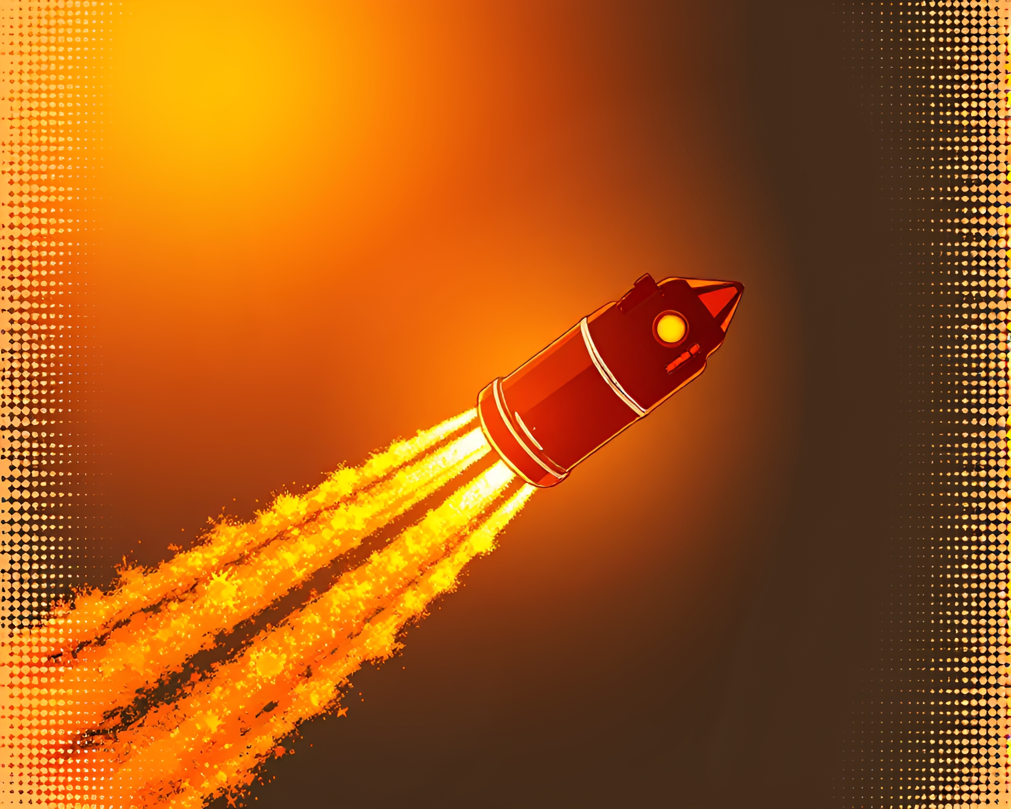 Vector Halftone Jetpack in Morning Light – free AI stock image