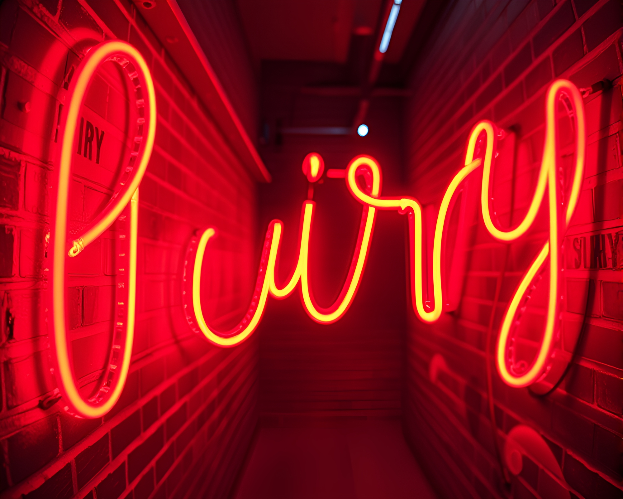 Whimsical Fairy Glow in Neon Brick Red City – free AI stock image