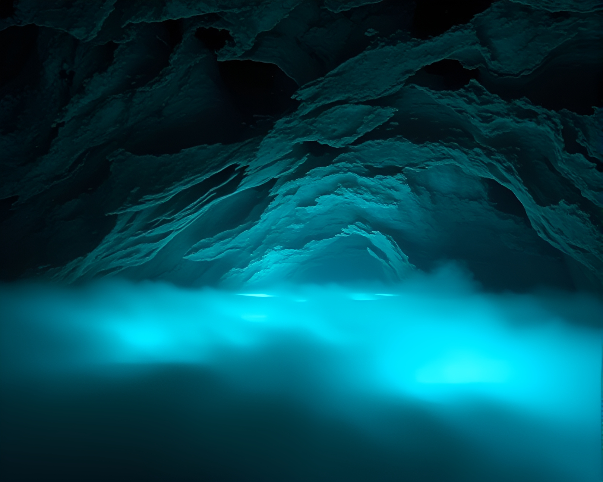 Glacial Cave Illuminated by LED Light Art – free AI stock image