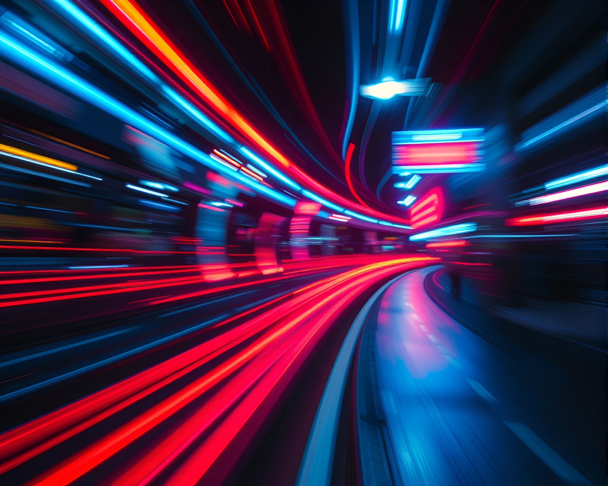 Futuristic Cyborg with Neon Motion Blur Streaks – free AI stock image