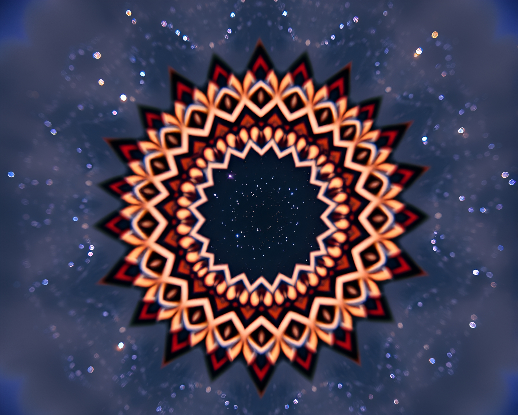 Stereograph Split Focus Mandala Under Starlit Sky – free AI stock image