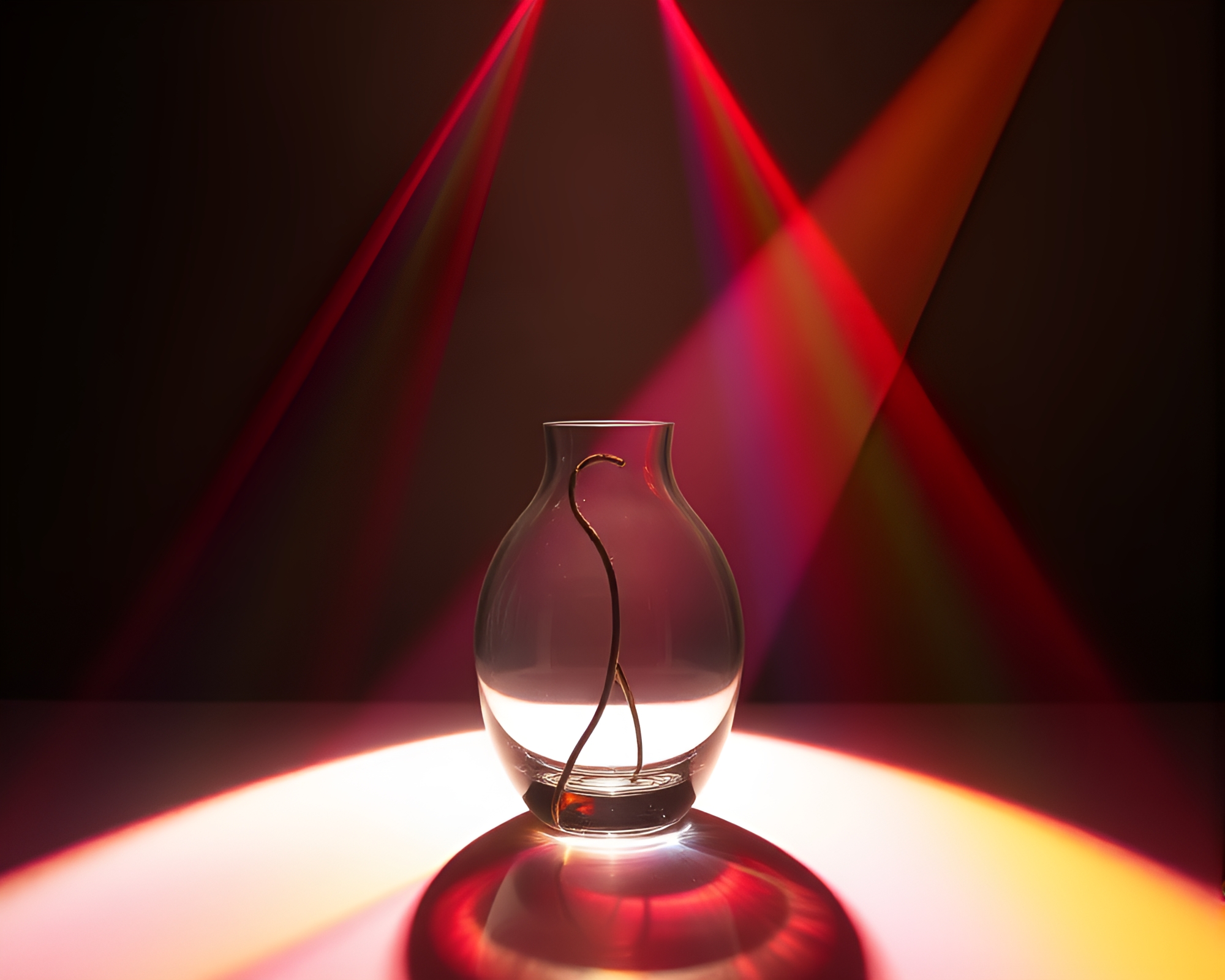 Futuristic Laser Beam Vase Illuminated in Triadic Colors – free AI stock image