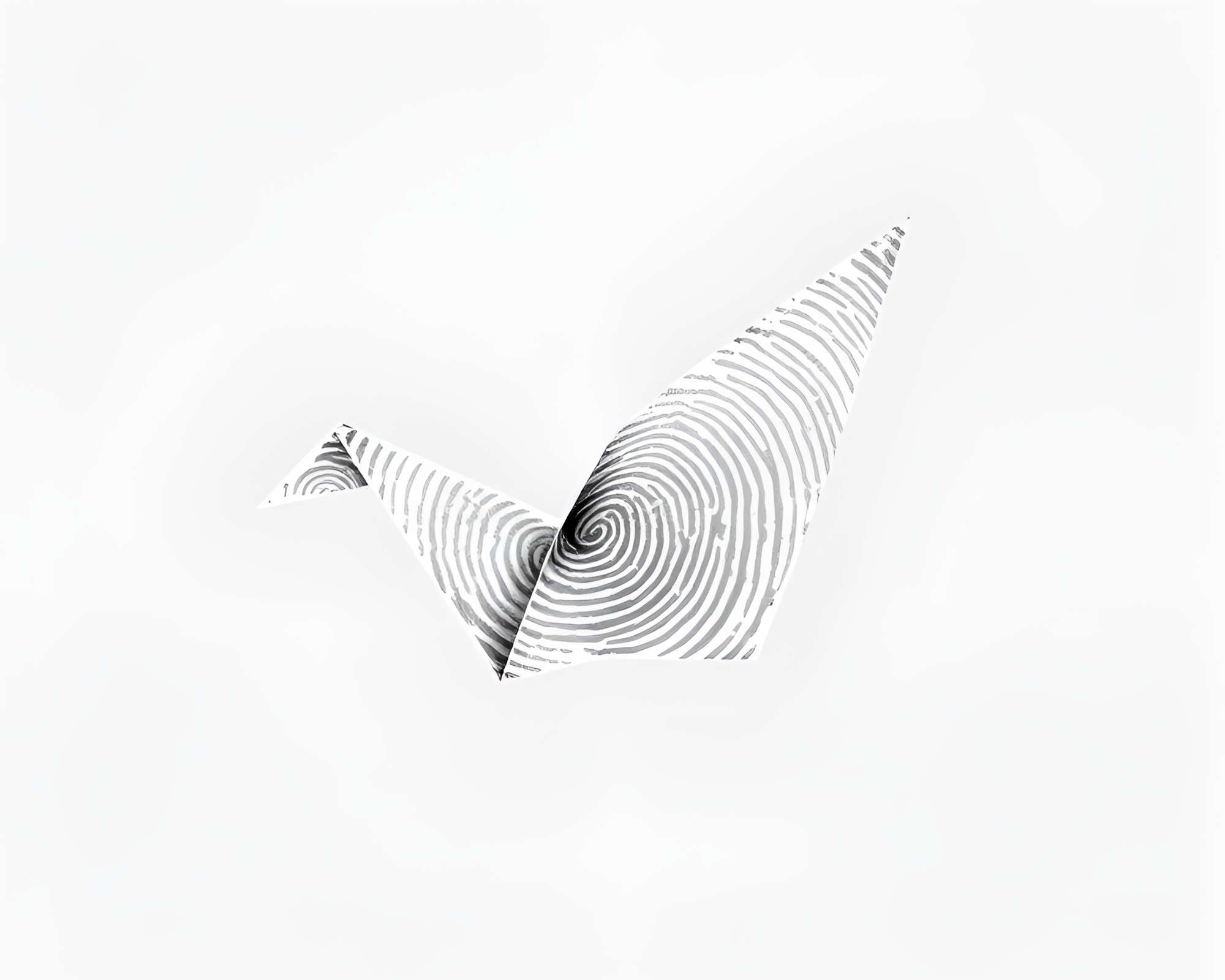 Swirling Fingerprint Origami Crane in Graphite Gray – free AI stock image
