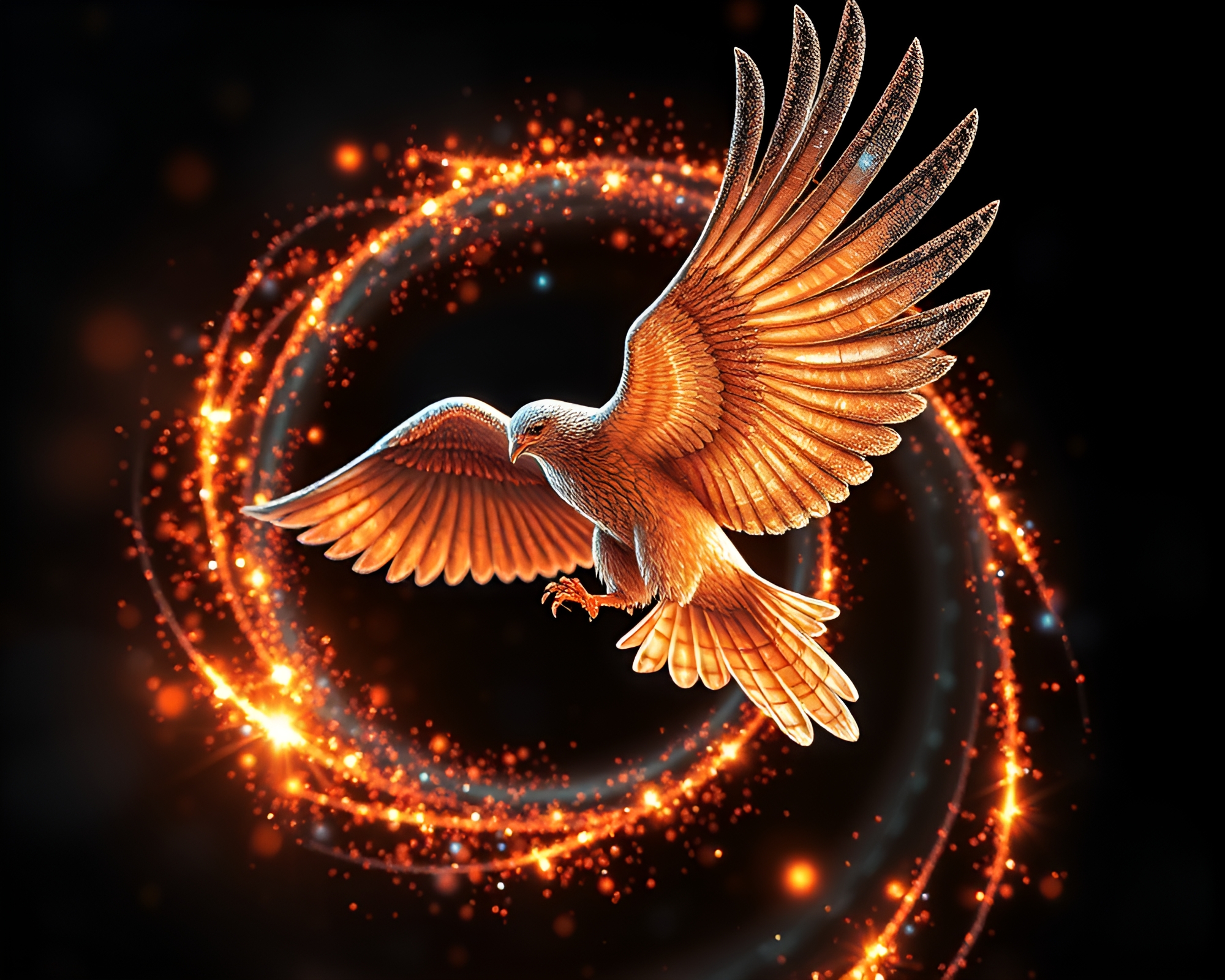 Spiral Falcon in Thermal Imaging with Metallic Flake Sparkle – free AI stock image
