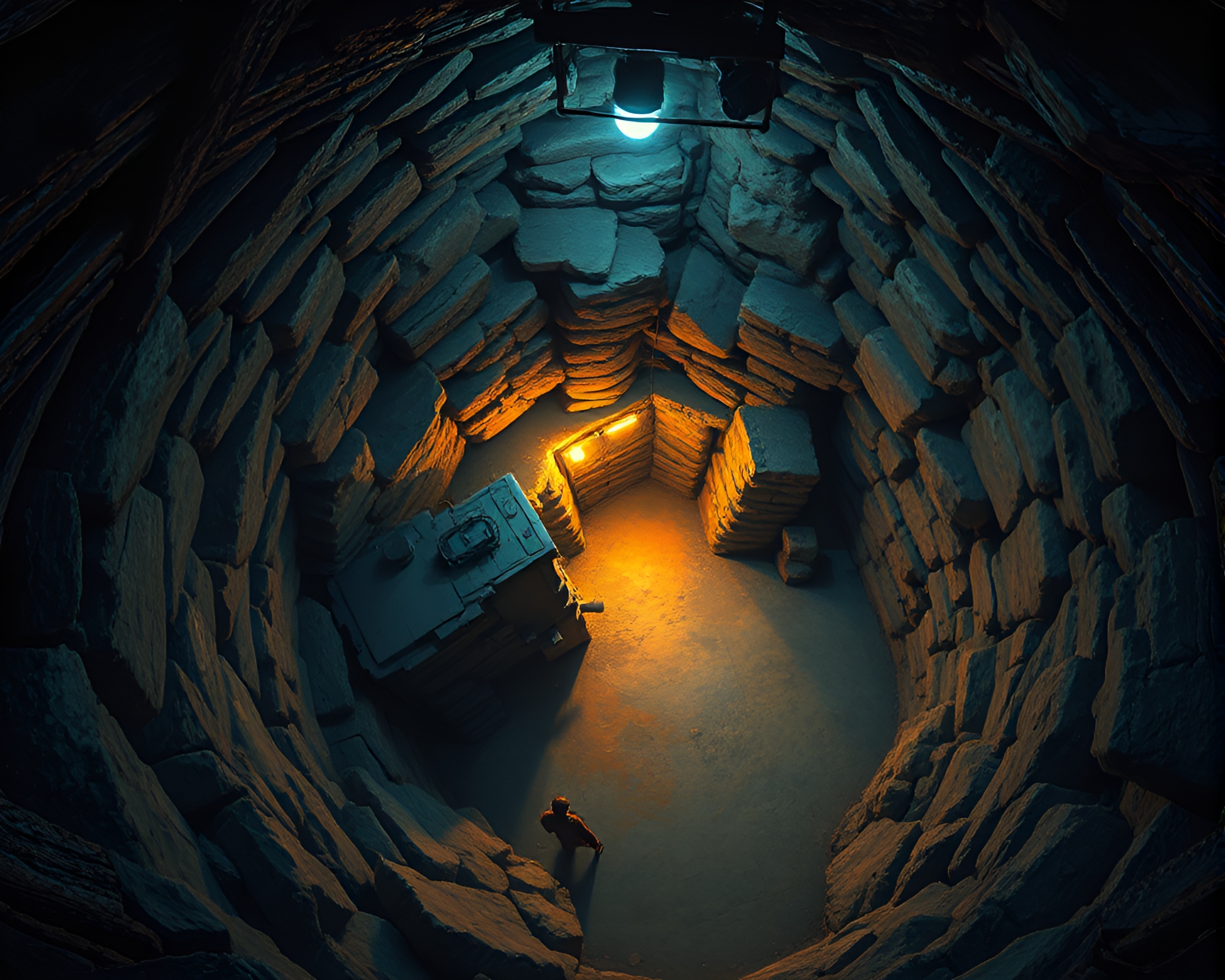 Eerie Underground Bunker Seen From Above – free AI stock image