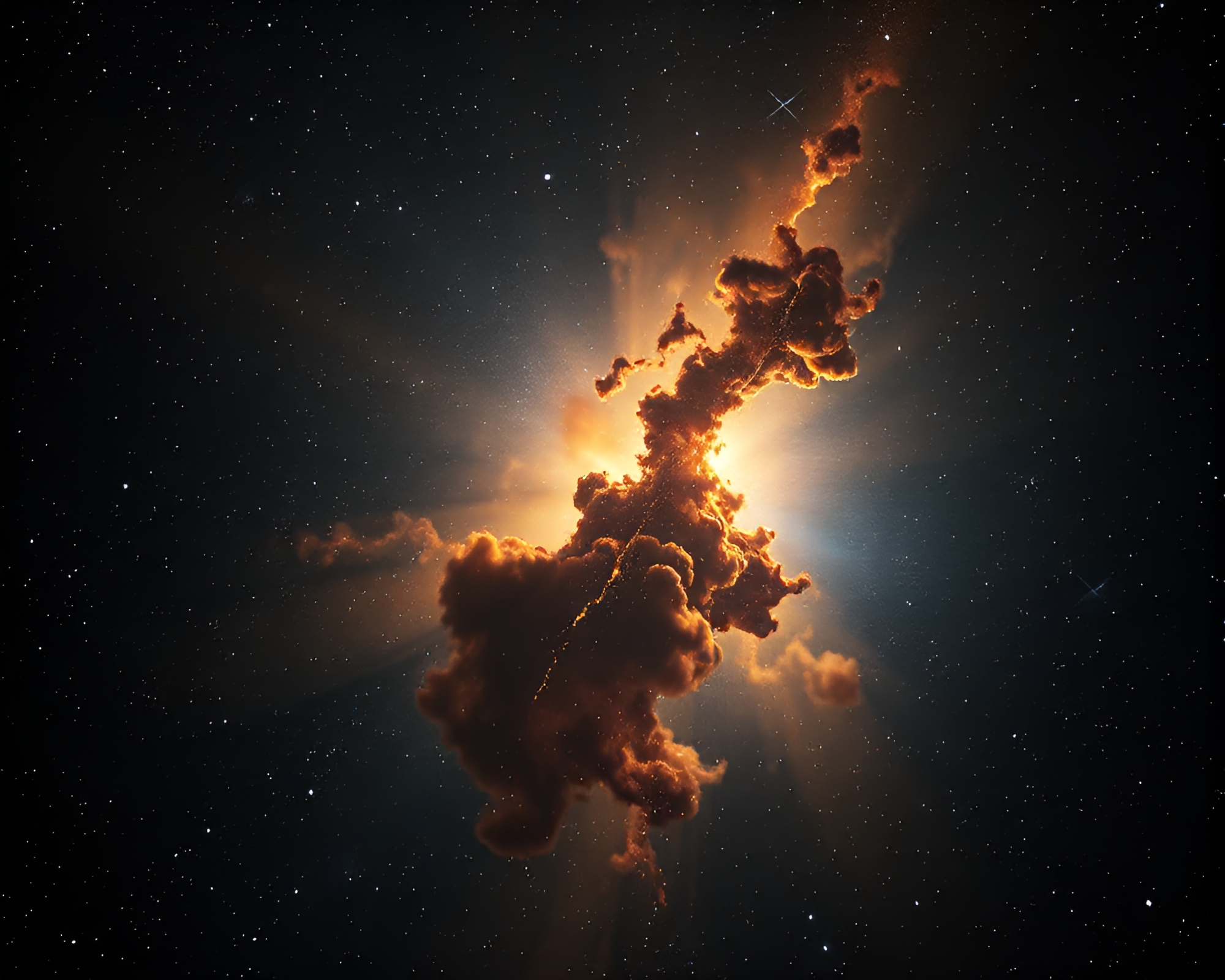 Ethereal Nebula in Dutch Angled Metallic World – free AI stock image