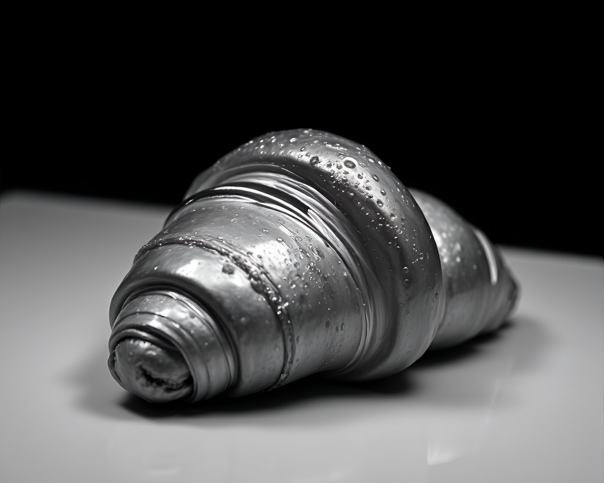 Neon Croissant: Urban Reflections in Monochrome – free AI stock image