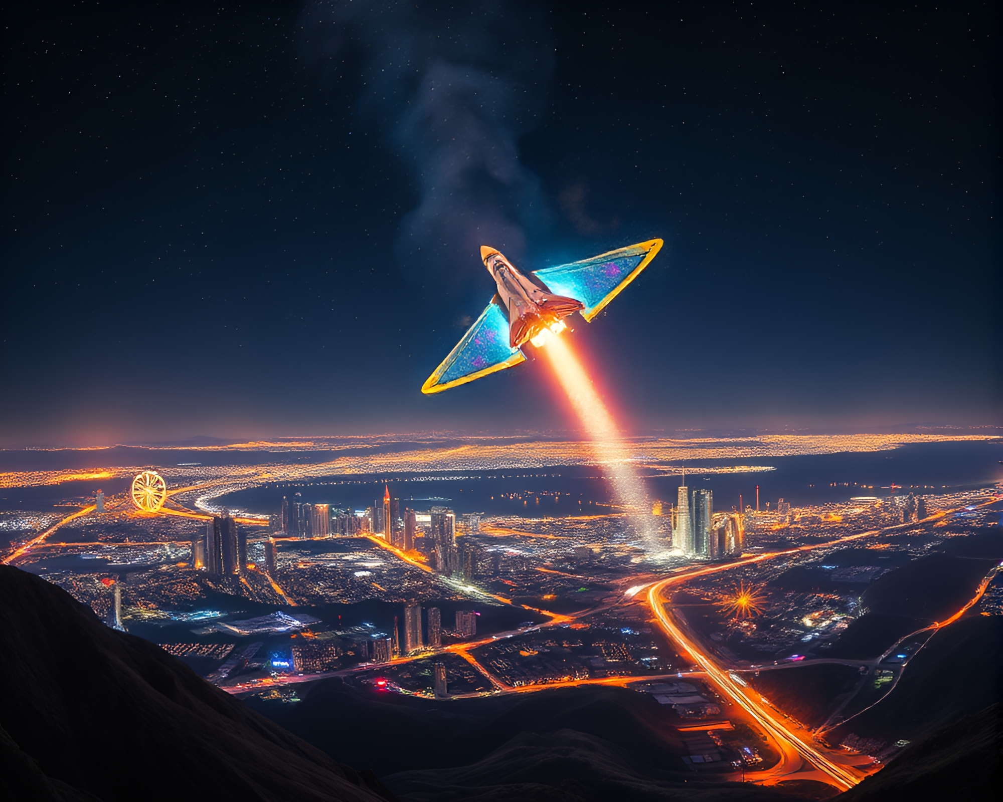 Space Shuttle Graffiti Panoramic Luminosity – free AI stock image