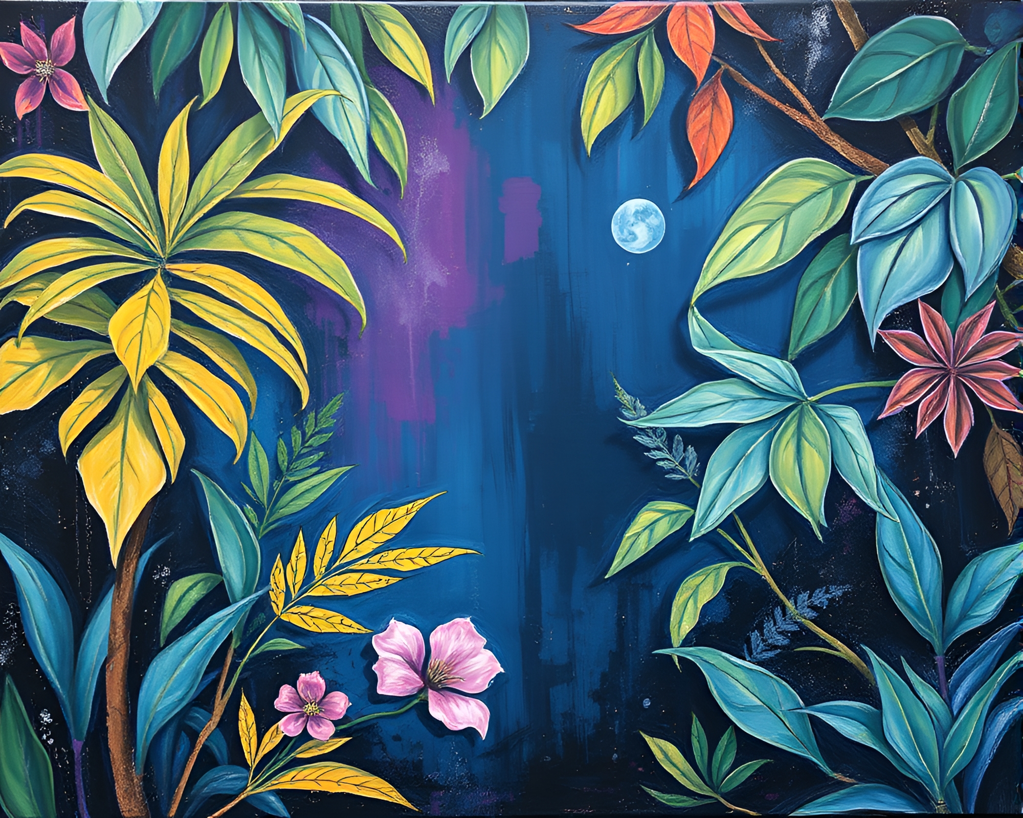 Jungle Mystique: Chalk Art Magic – free AI stock image