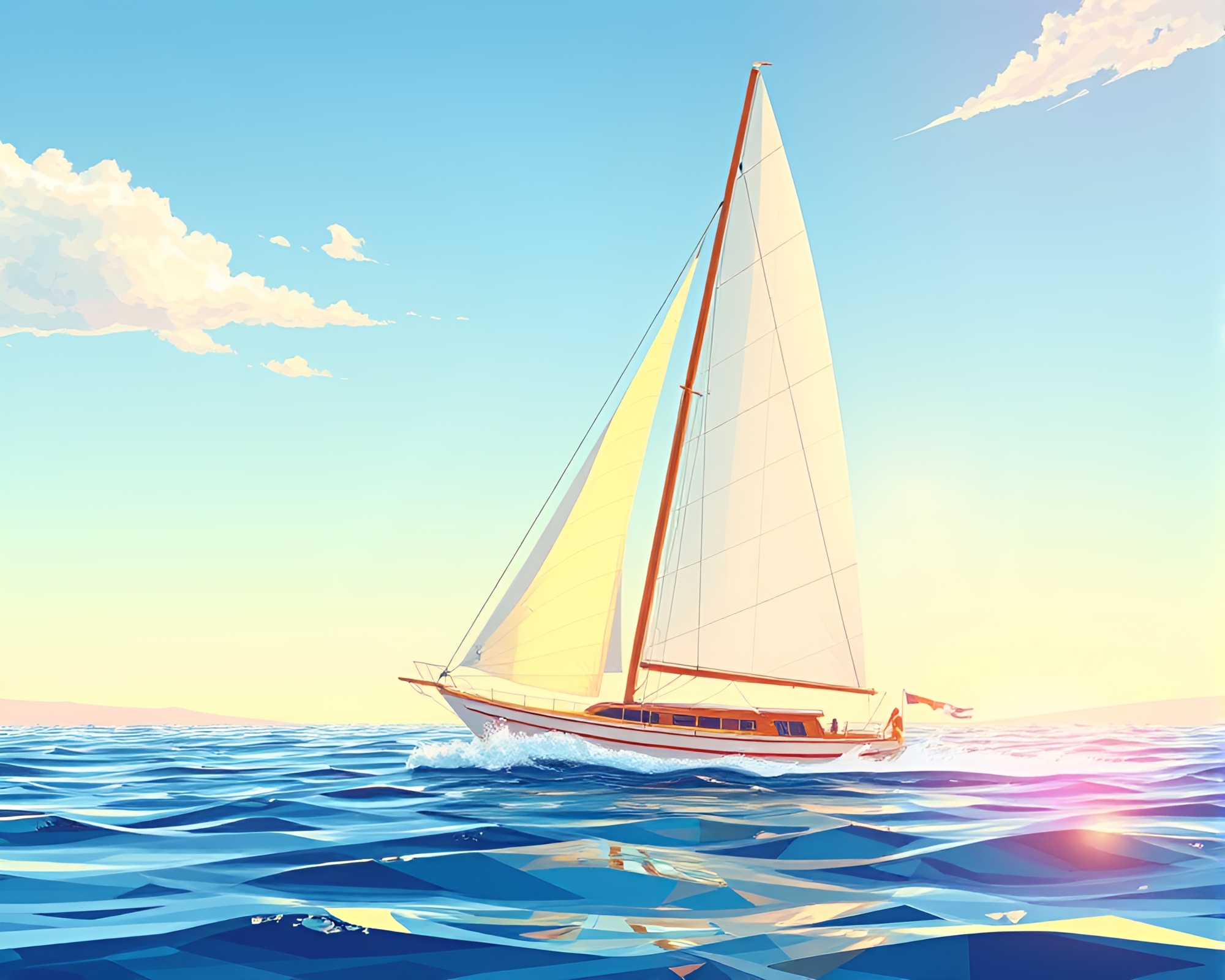 Solar Sailboat Sailing Through Glass Shards – free AI stock image