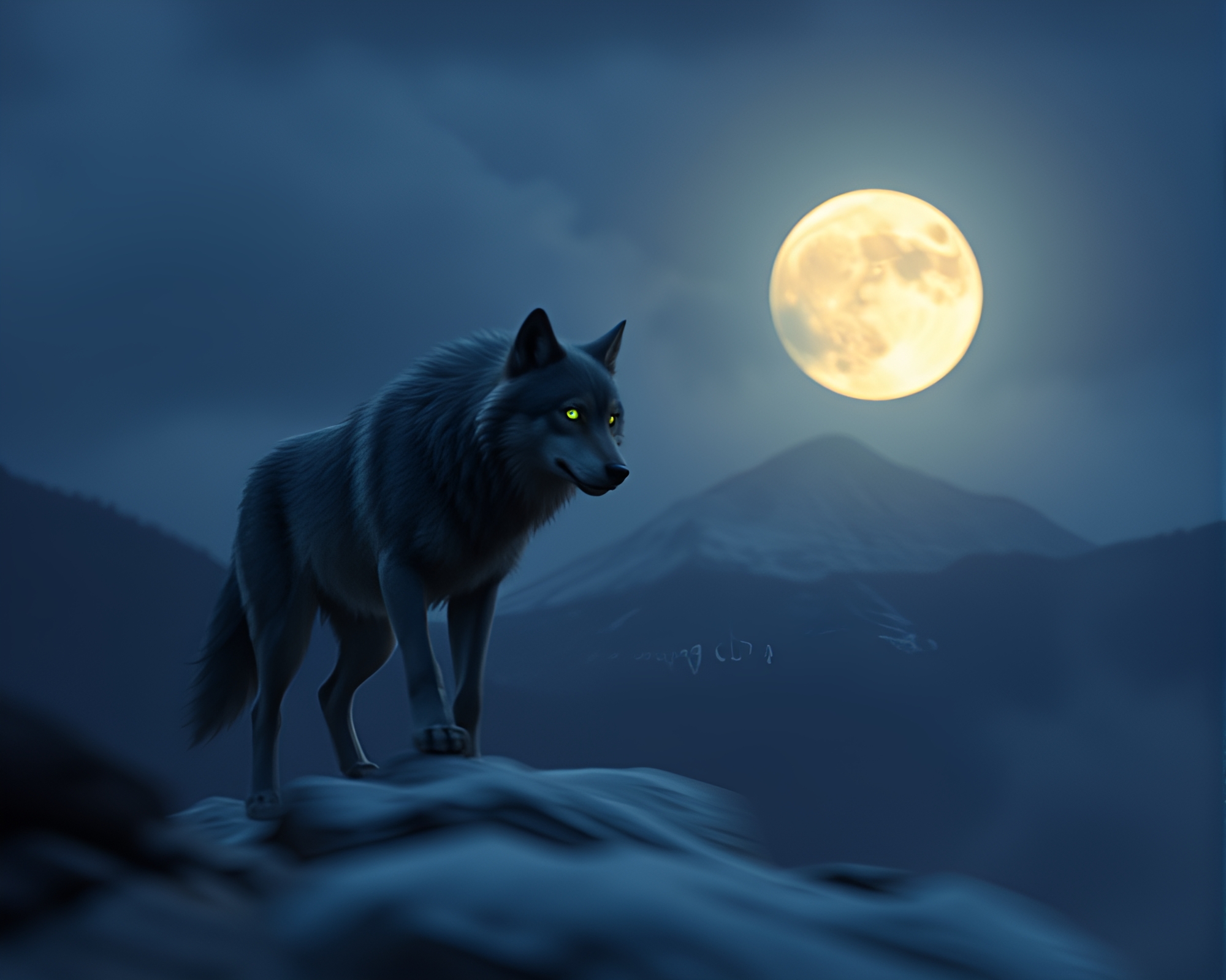 Moonlit Wolf in Volcanic Ash Motion Blur – free AI stock image
