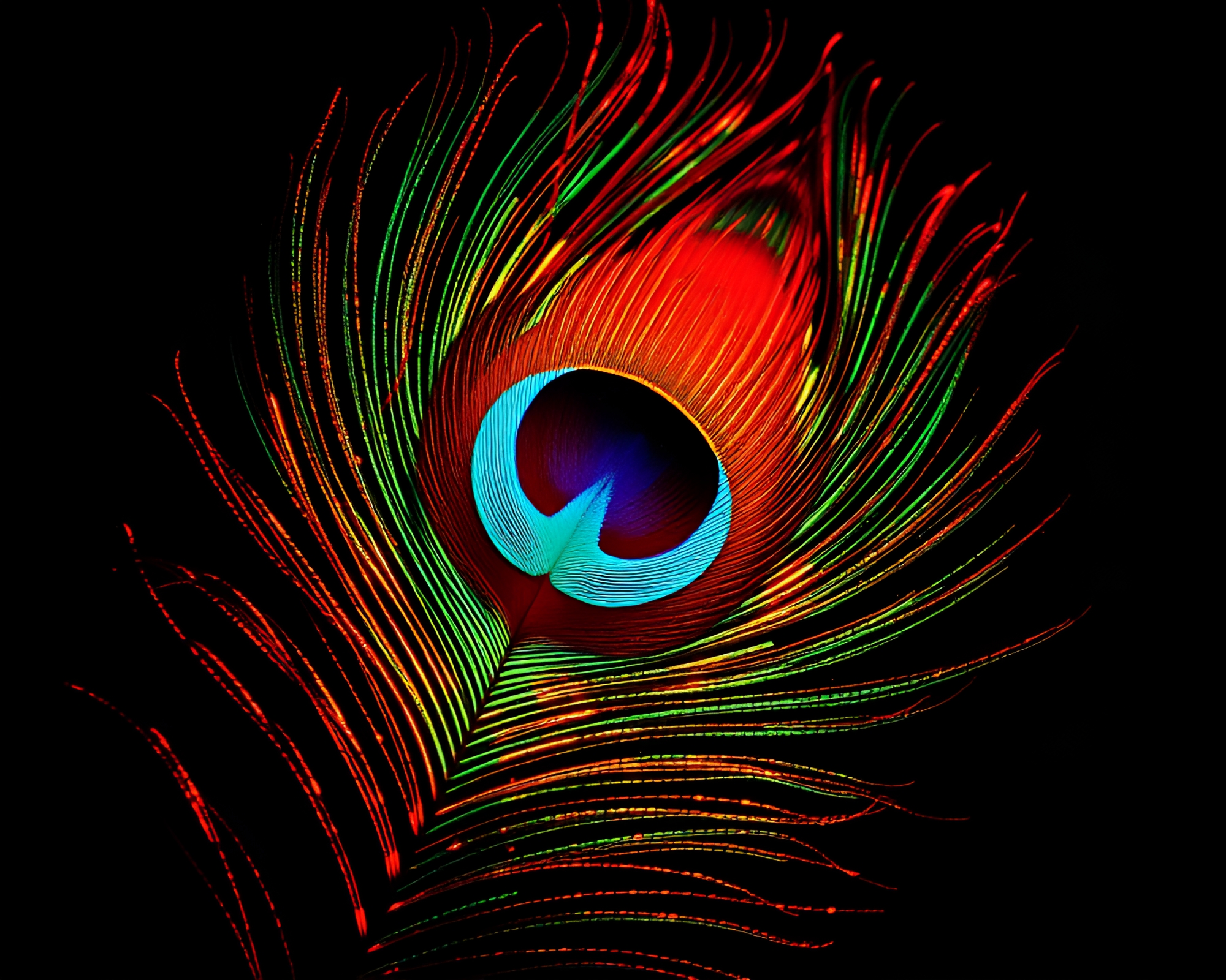 Enchanting Peacock Feather in Jewel Tones and Film Burns – free AI stock image