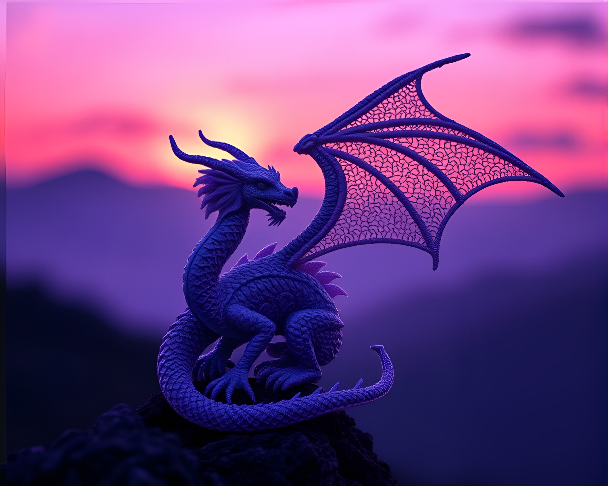 Celestial Dragon Embroidered in Lavender Twilight Silhouette – free AI stock image