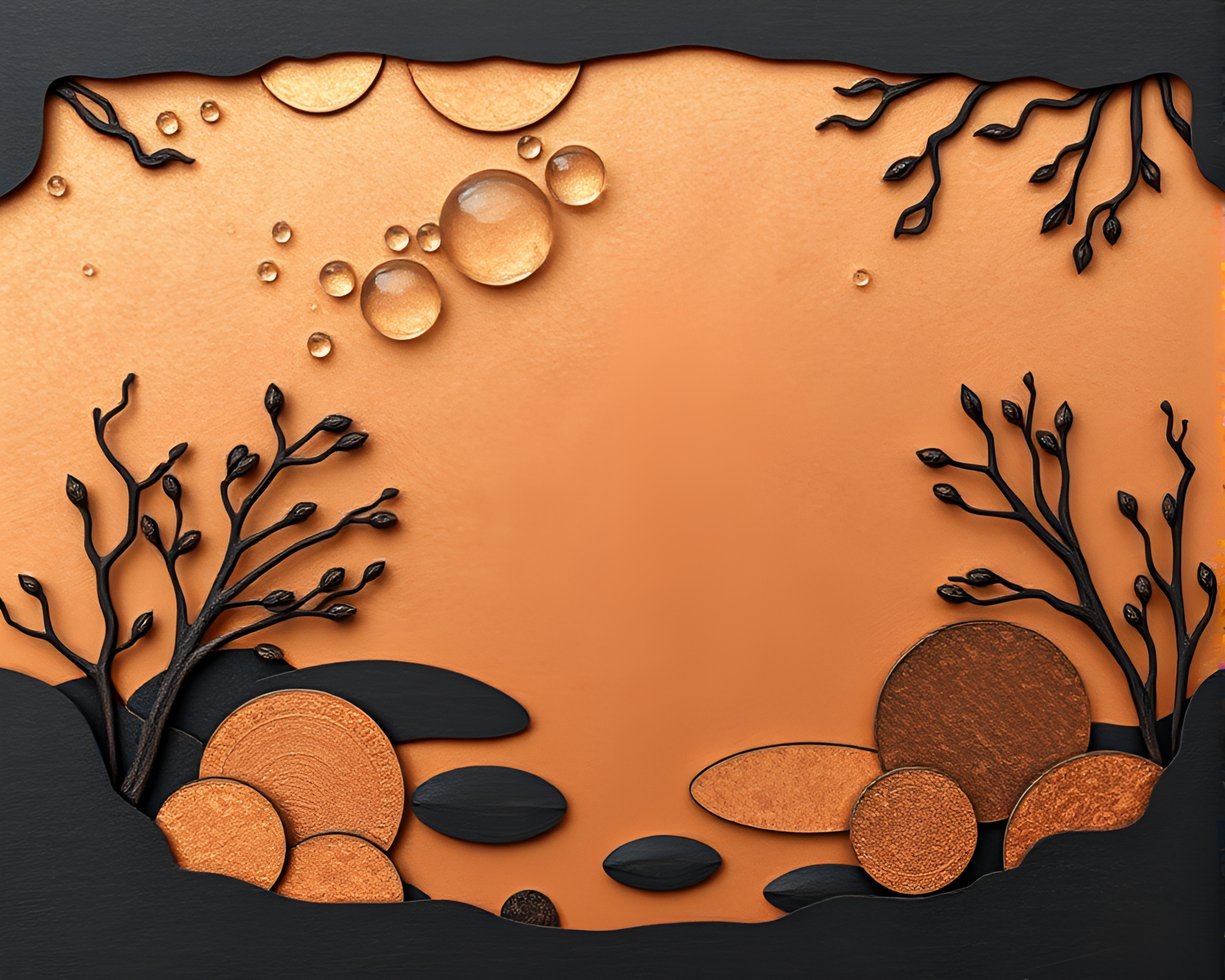 Zen Garden Tranquility with Floating Copper Particles – free AI stock image