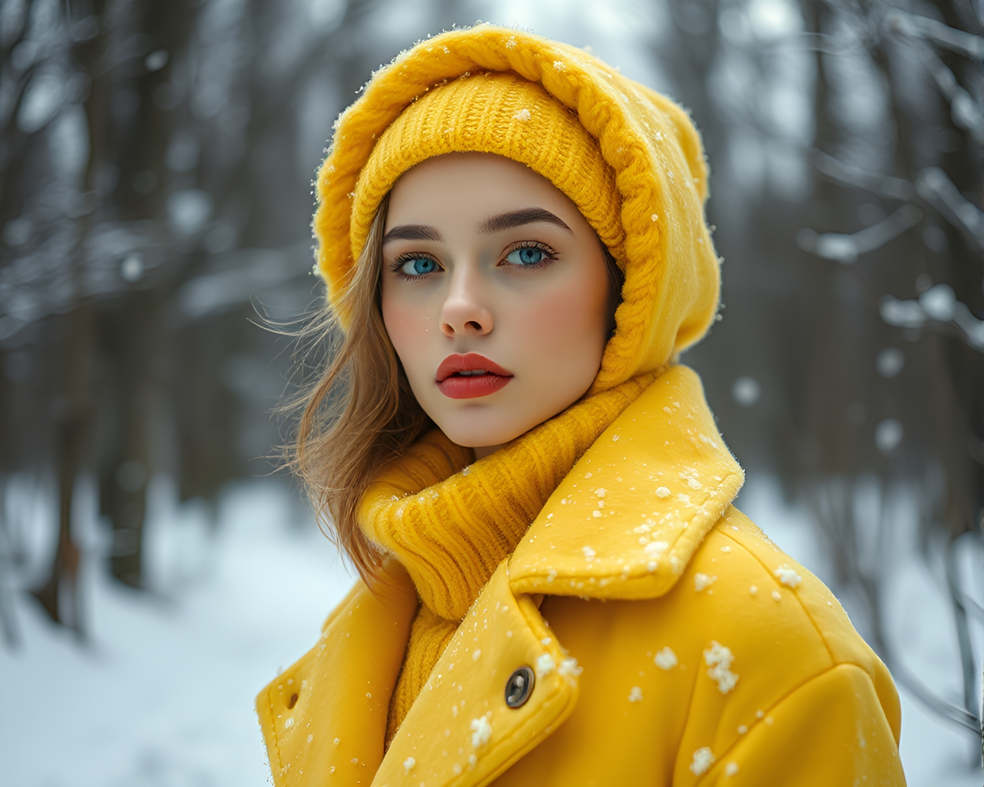 Winter Wonderland Fashion Illustration Portrait – free AI stock image