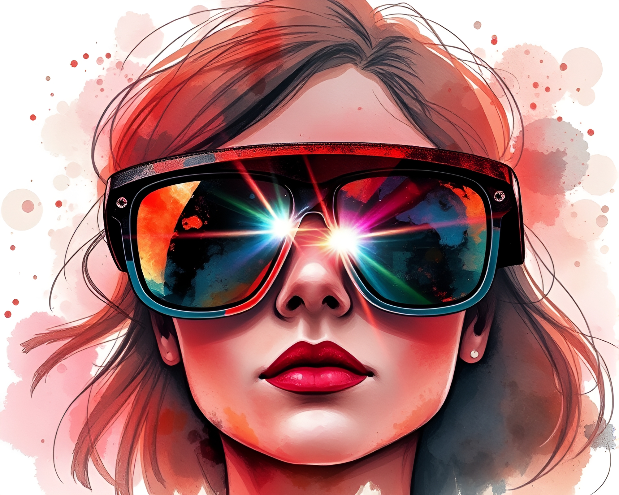 Futuristic Augmented Reality Glasses in Watercolor Lens Flare – free AI stock image