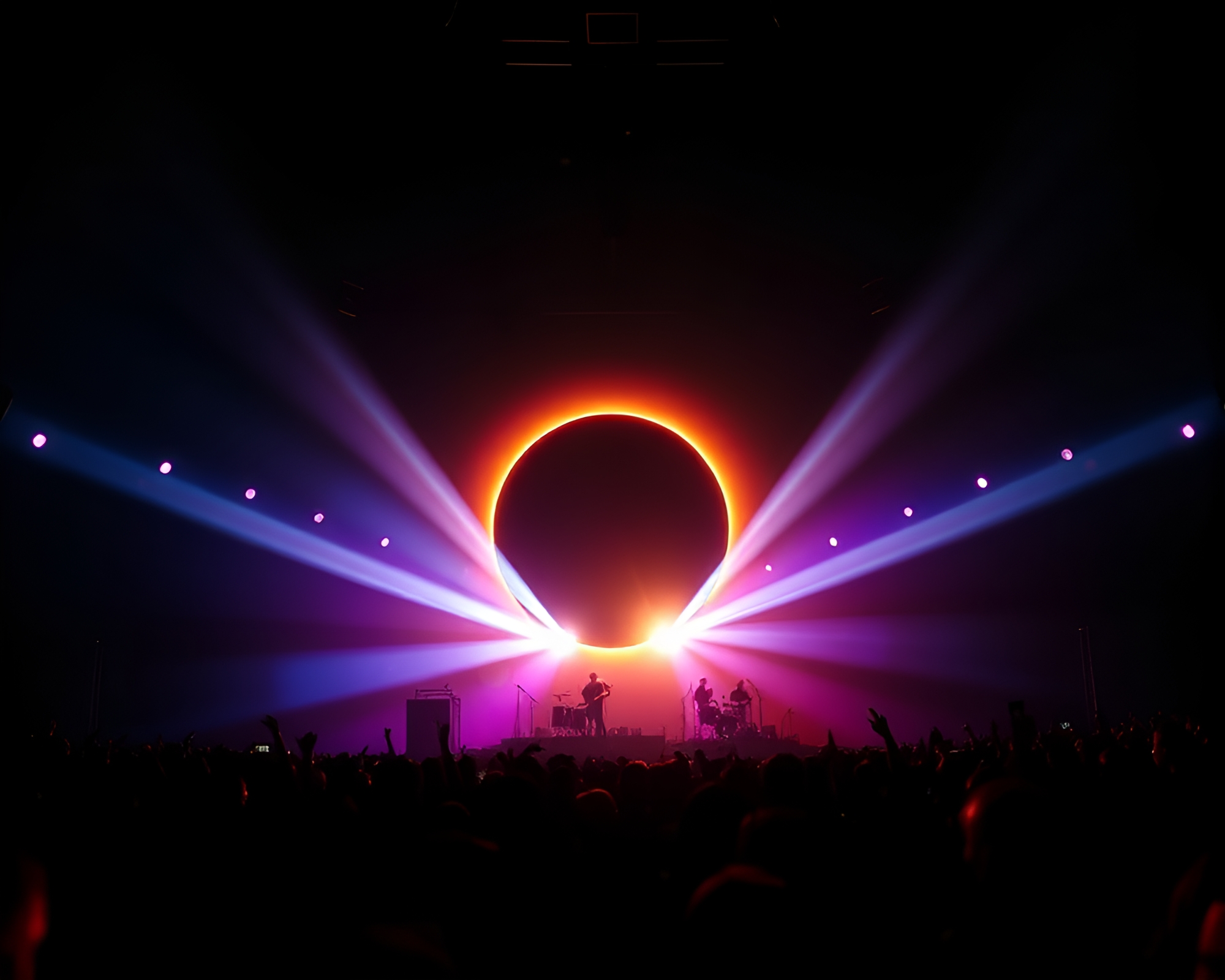 Fractal Solar Eclipse Concert Stage Cinemagraph – free AI stock image