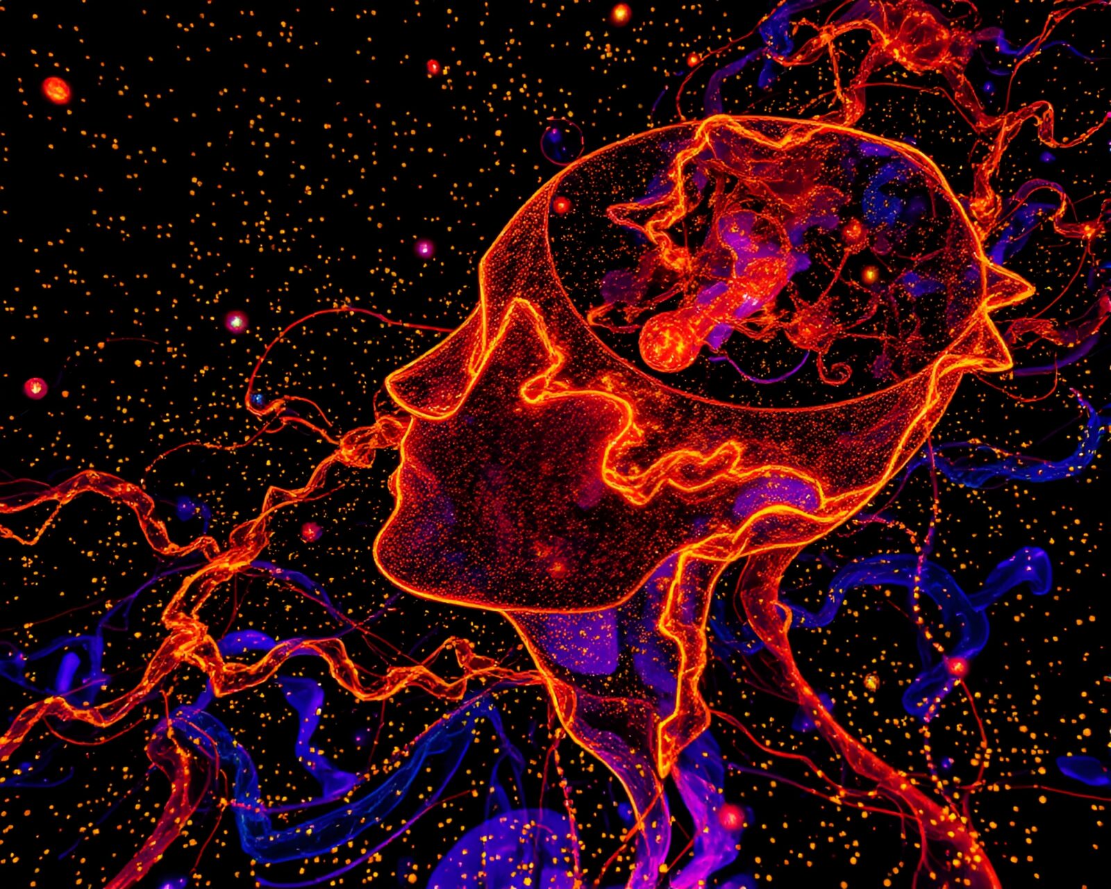 Mystical aura surrounds figure in thermal tattoo art