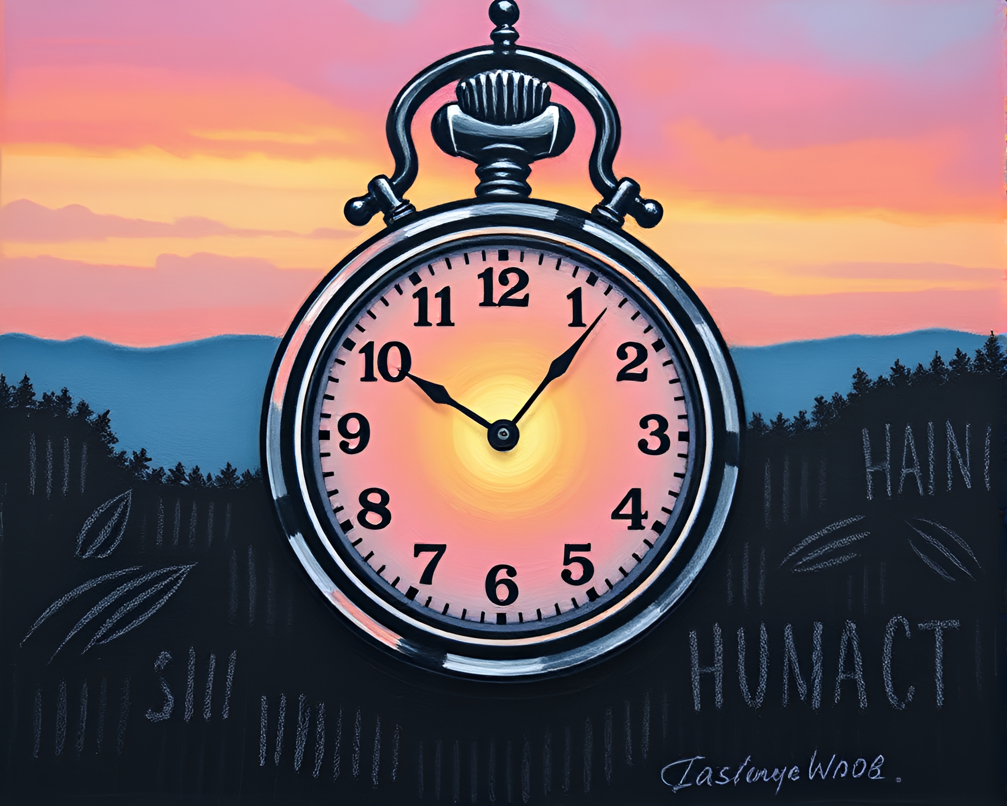 Crosshatched Pocket Watch at Sunrise – free AI stock image