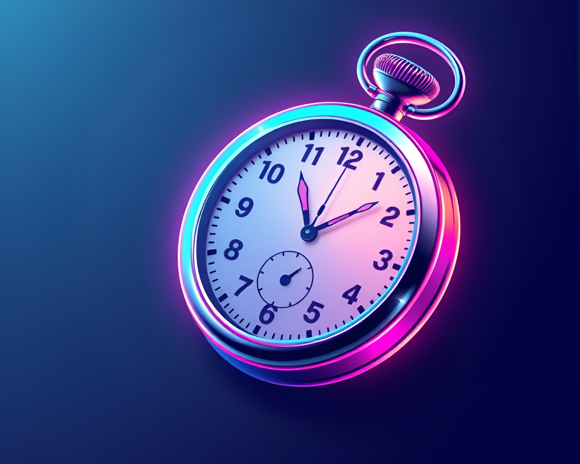 Neon Isometric Pocket Watch Composition – free AI stock image