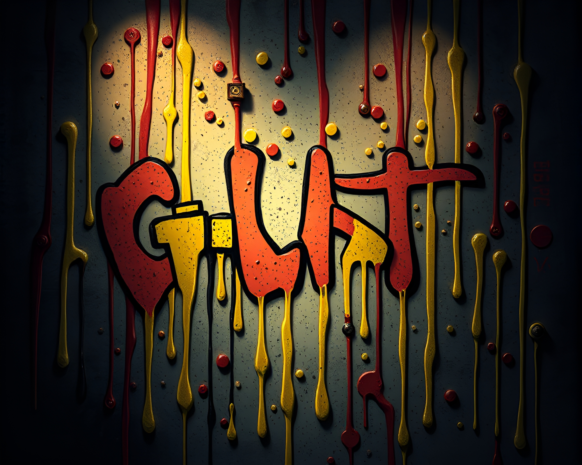 Graffiti Drips Circuit Board: Toon Spotlight – free AI stock image