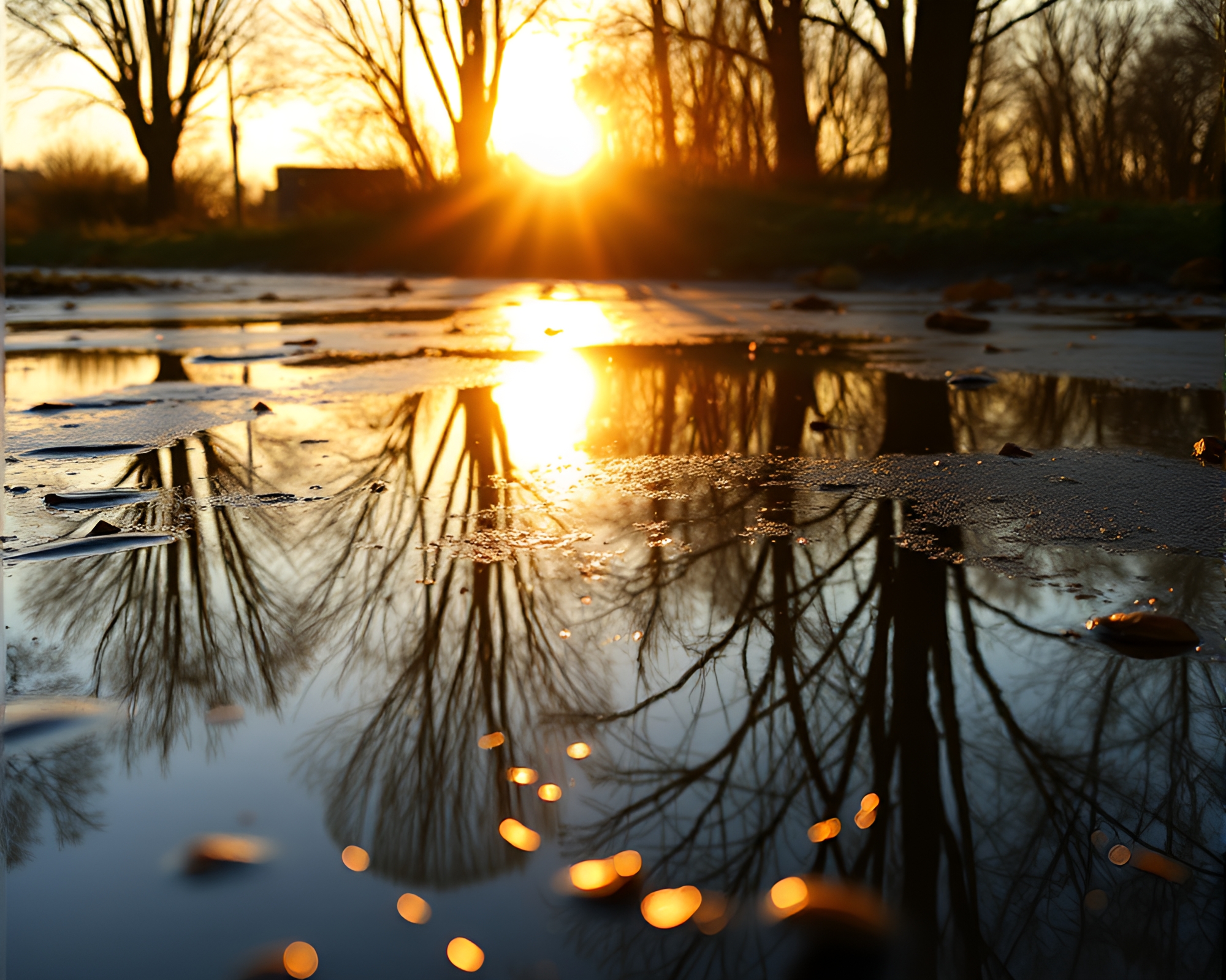 Morning Circuit Board Reflection in Stereograph View – free AI stock image