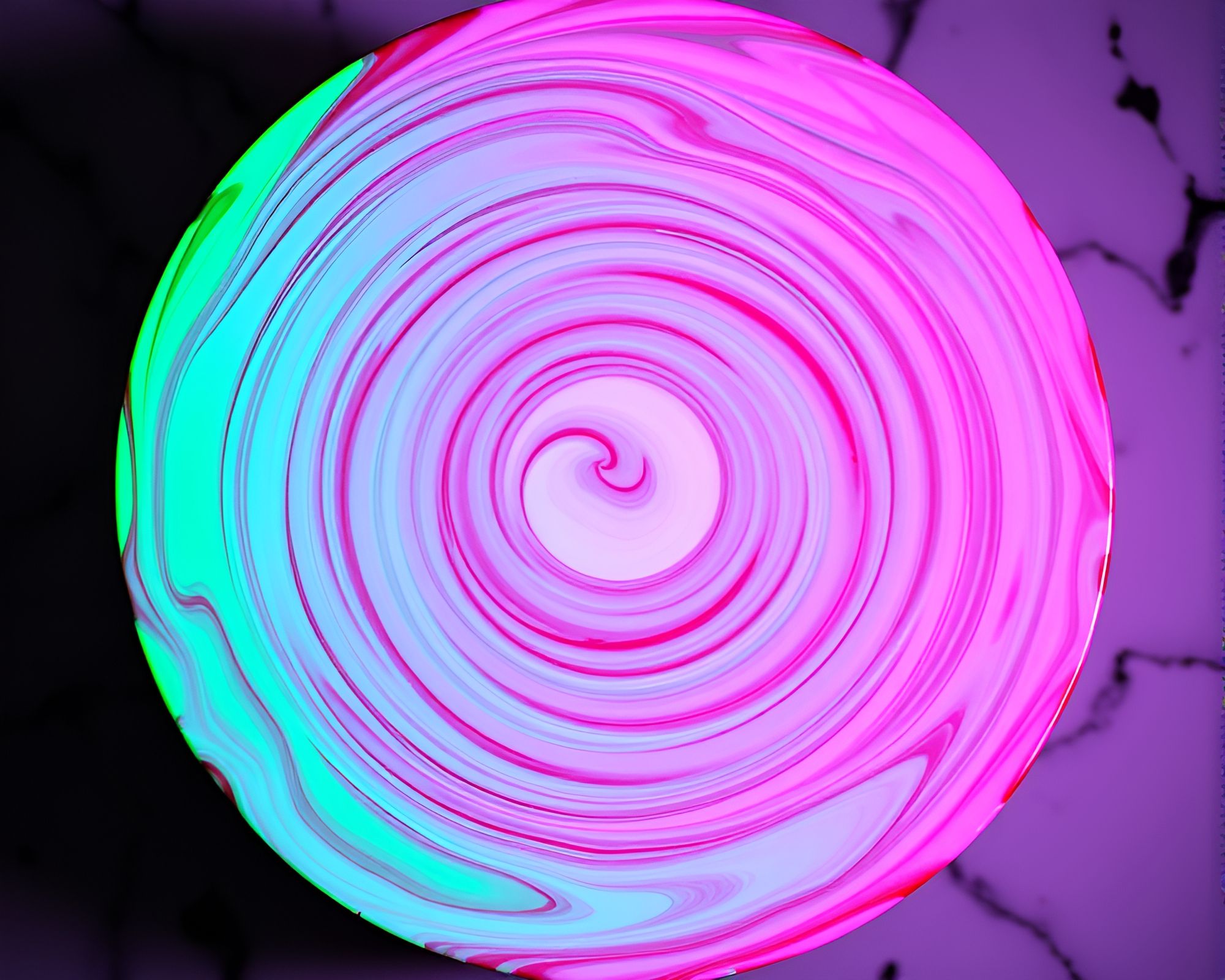 Glitch Marble Cake Illuminated in Neon Circles – free AI stock image