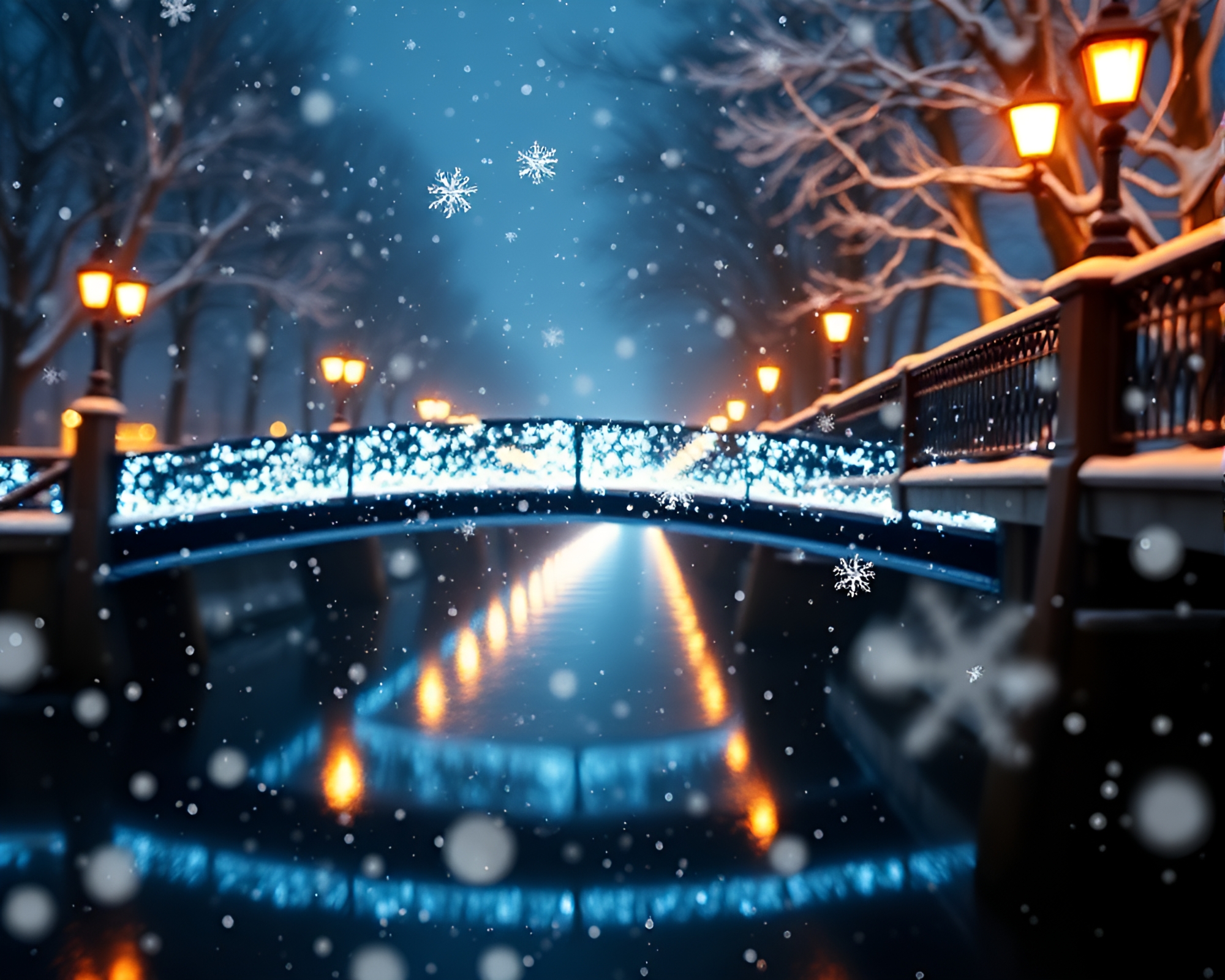Glass Bridge Snowflakes Stop-Motion Animation – free AI stock image