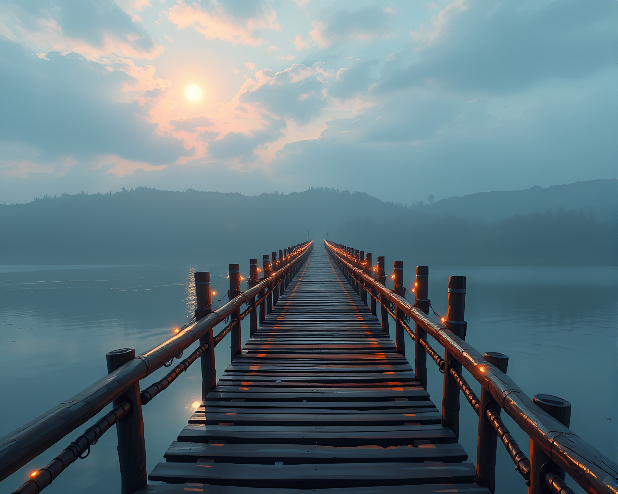 Pixel Art Wooden Bridge Candid Moment – free AI stock image