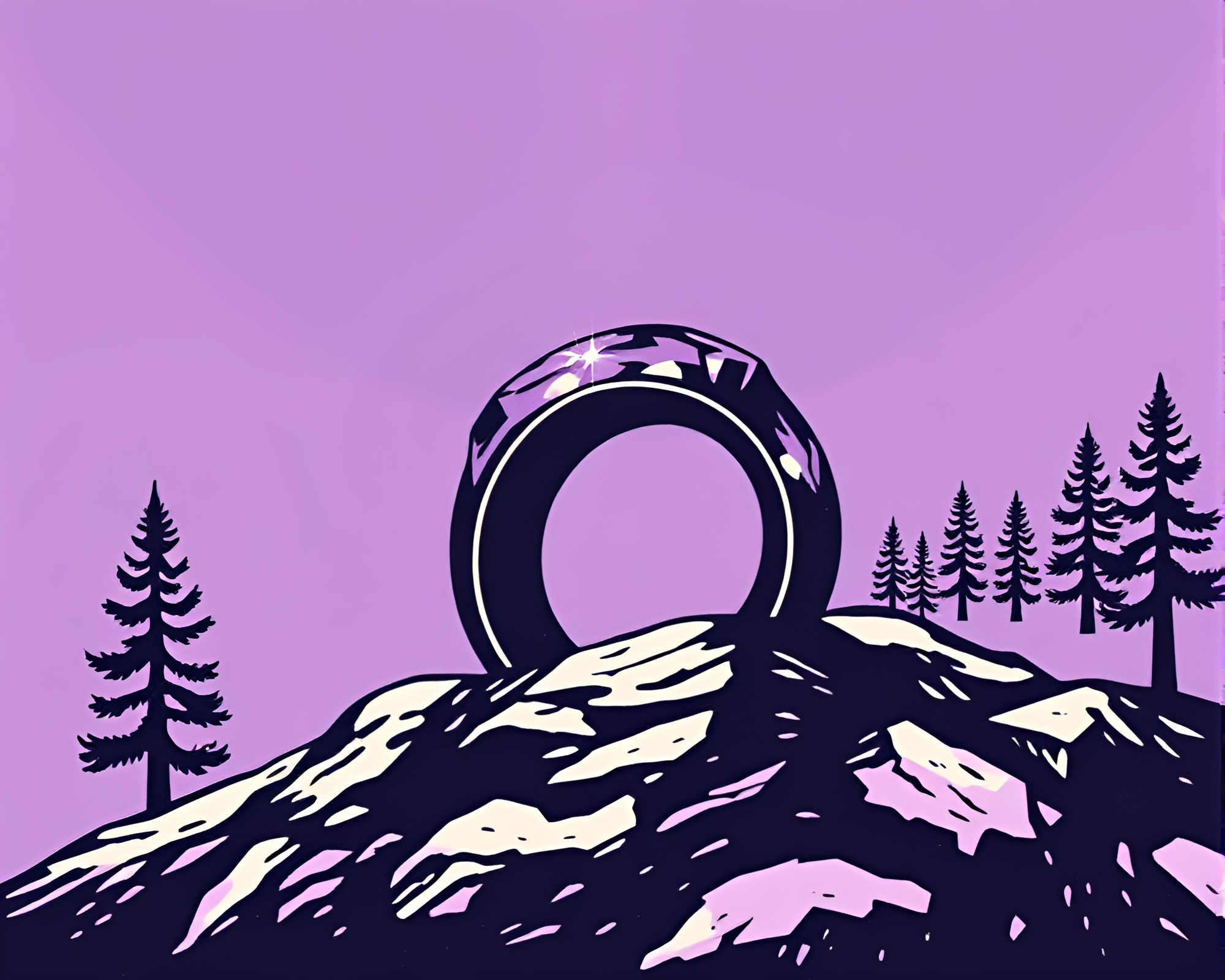 Laser Beam Ring in Amethyst Woodcut Print – free AI stock image