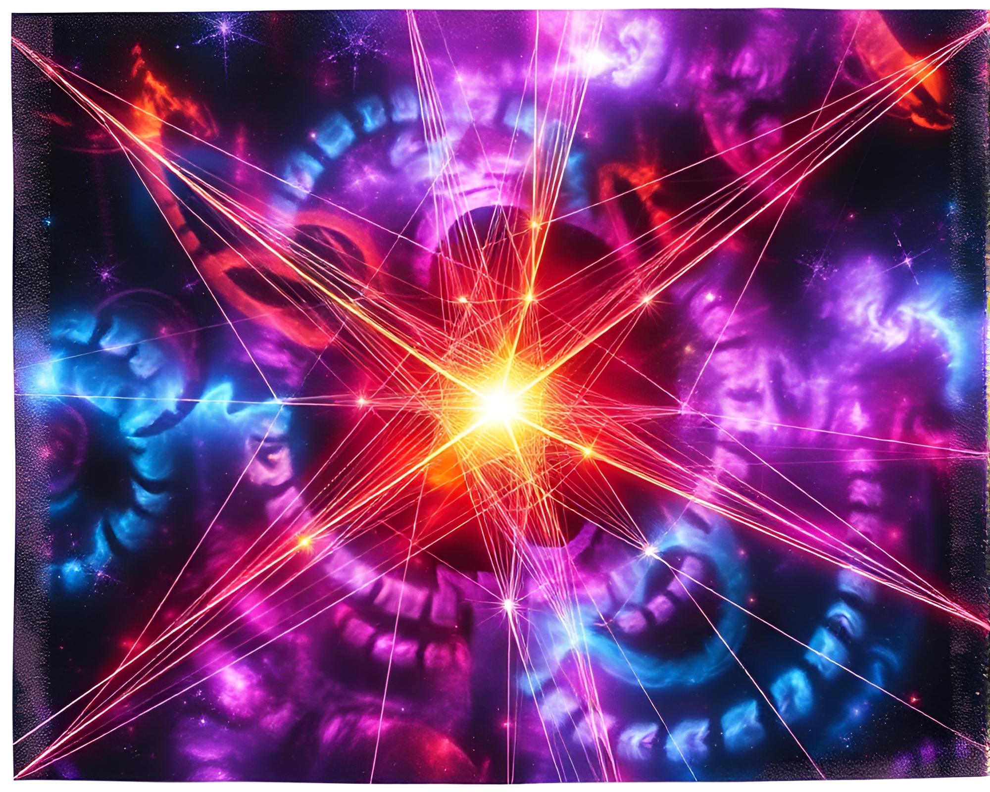 Ethereal Ley Line Nexus with Polaroid Borders – free AI stock image