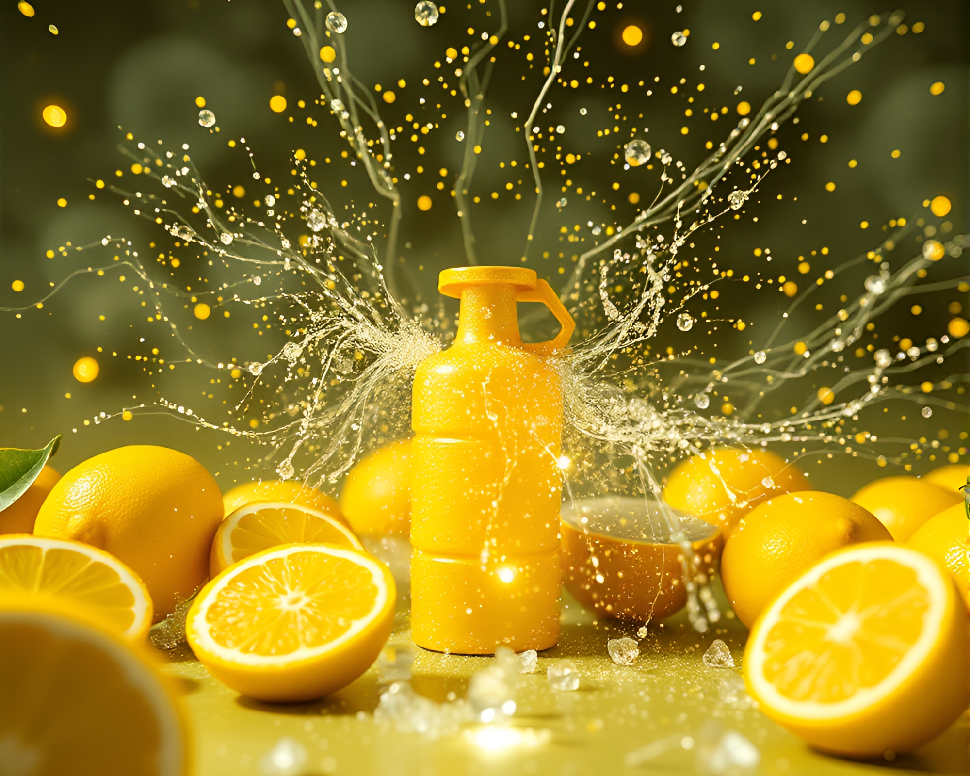 Antimatter Grenade Explosion in Lemon Yellow Stereograph – free AI stock image