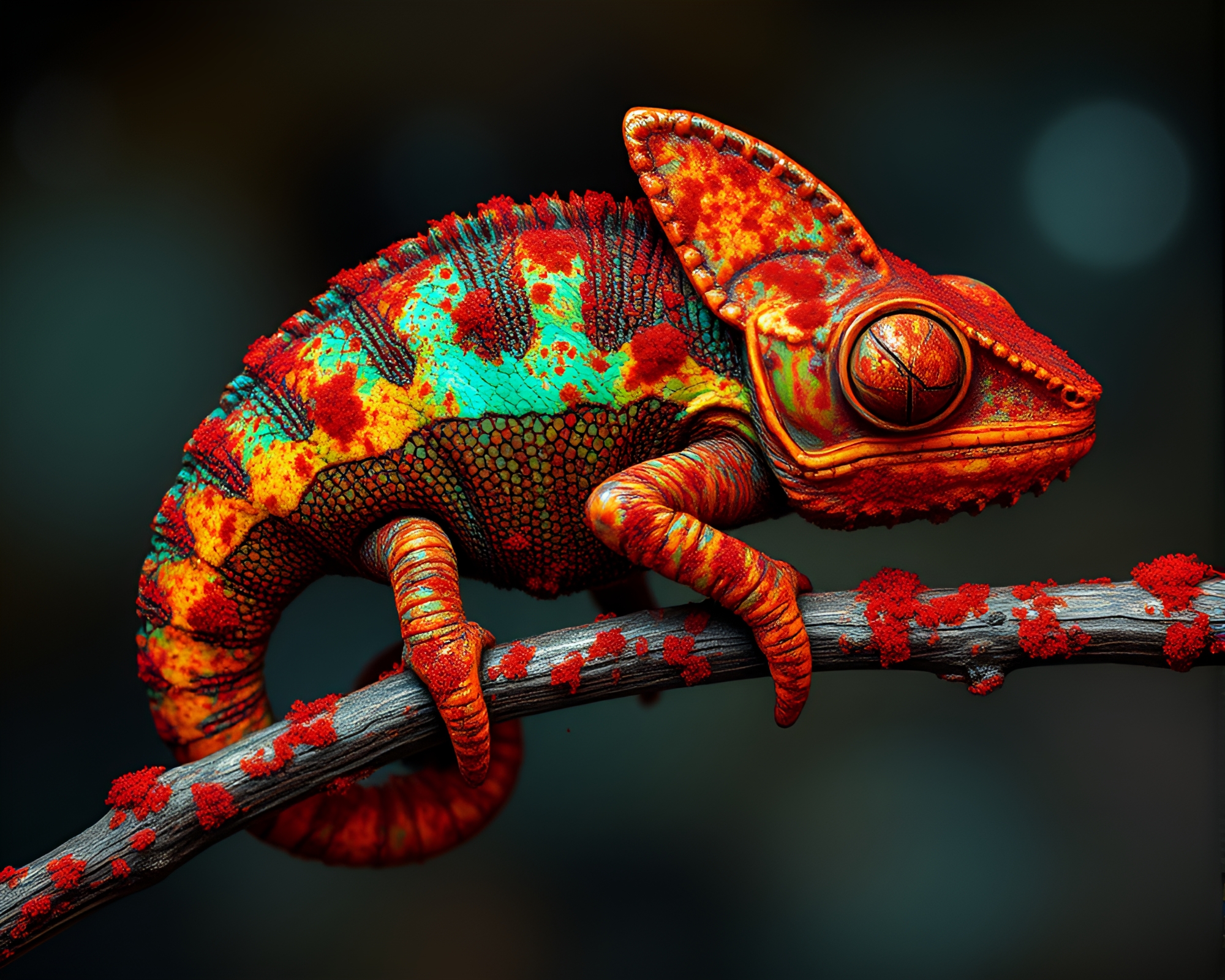 Galaxy-inspired Chameleon Camouflaged in Rust Stains – free AI stock image