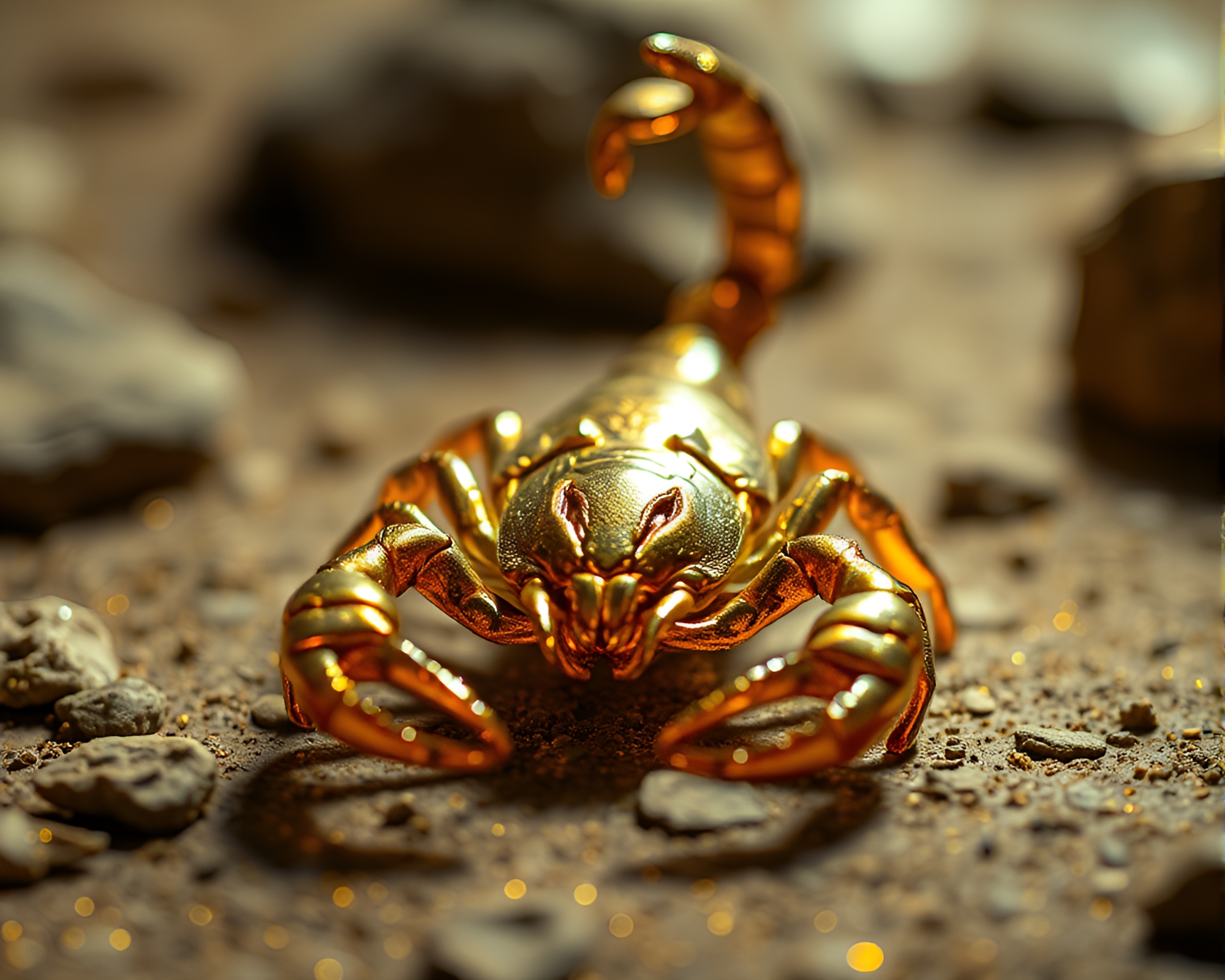 Hologram Scorpion in Golden Savannah Sunset – free AI stock image