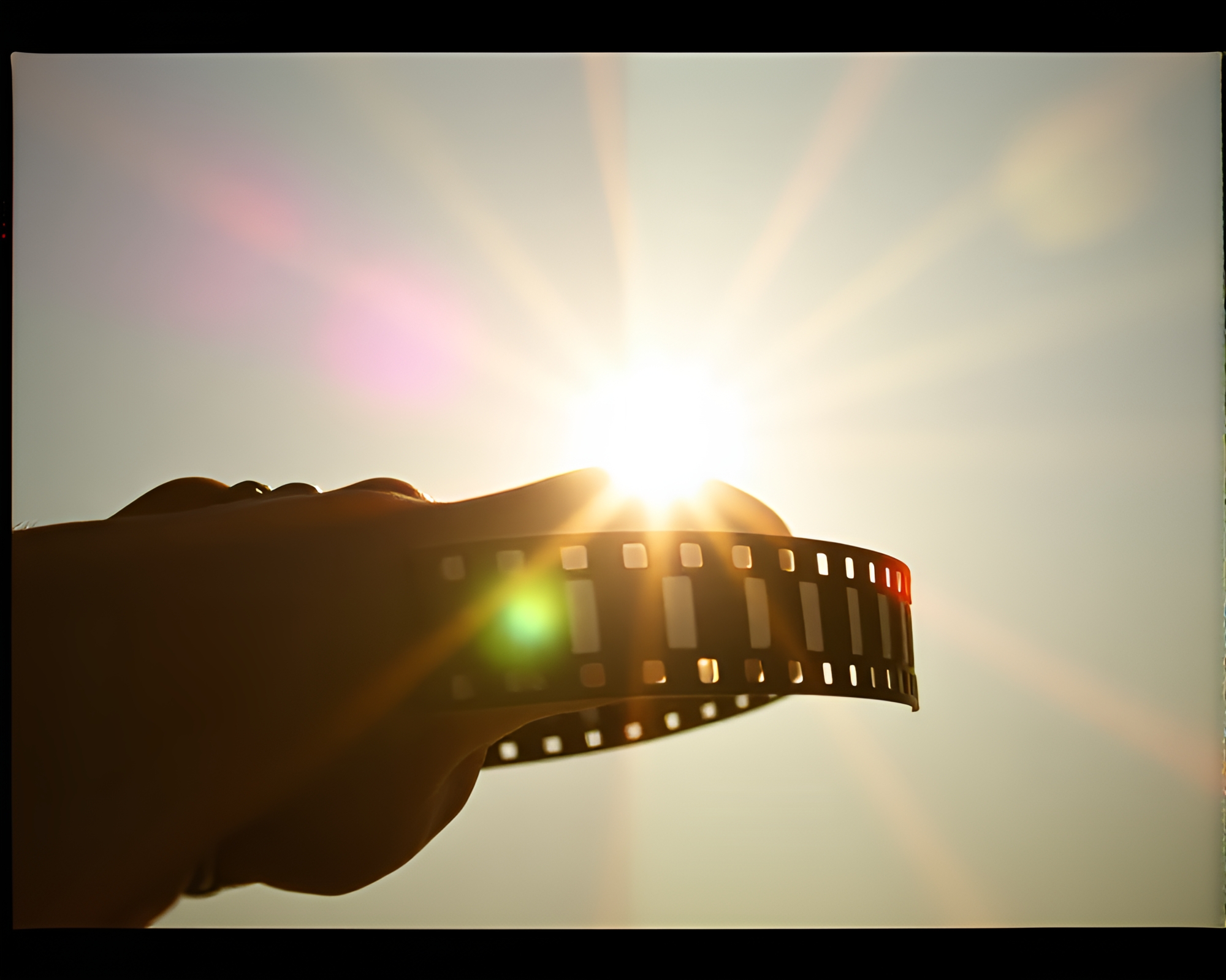 Sunbeam Bracelet: Film Sprocket Holes Captured in Stereograph – free AI stock image