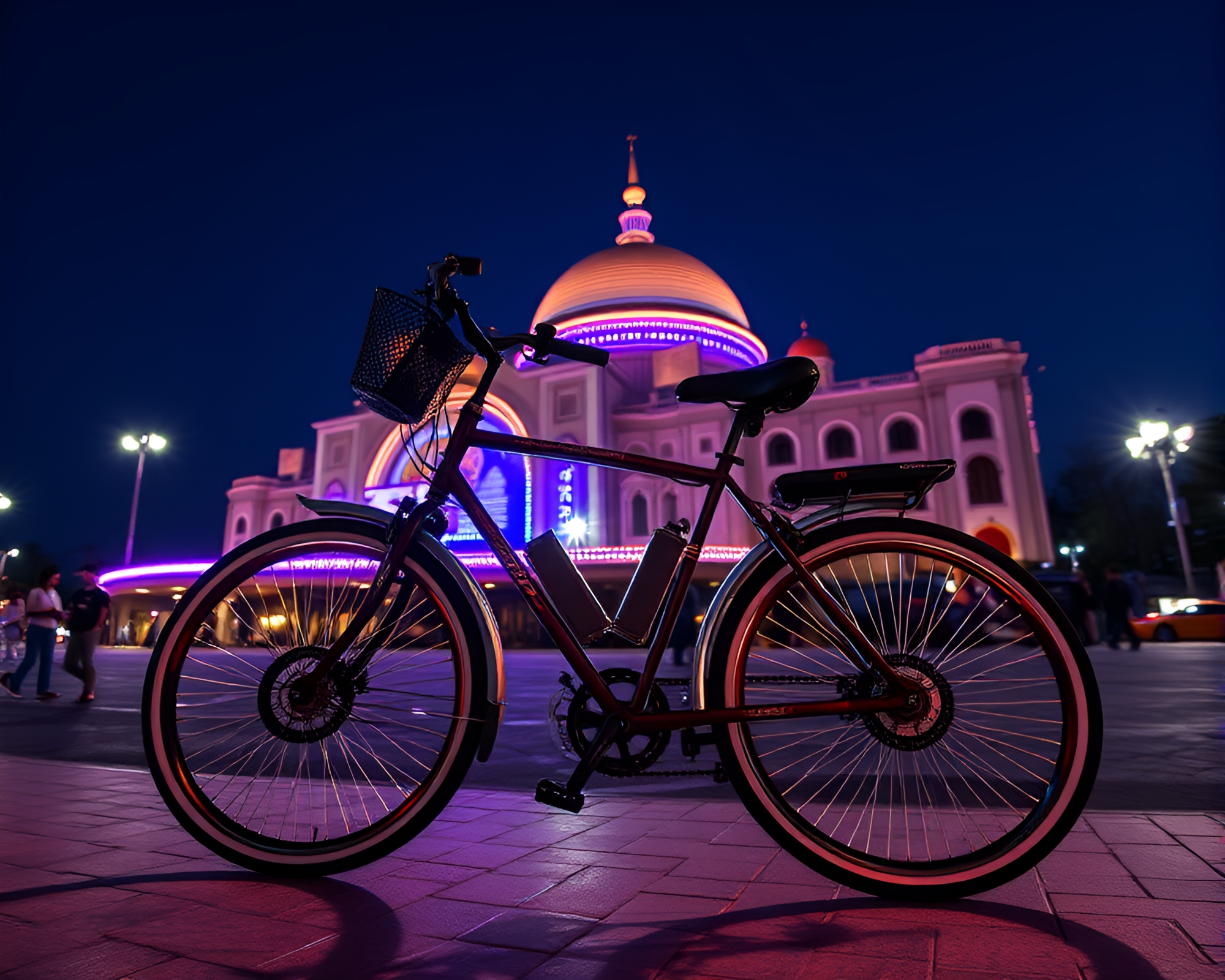 Solar-Powered Bike in Opera-House Glow – free AI stock image