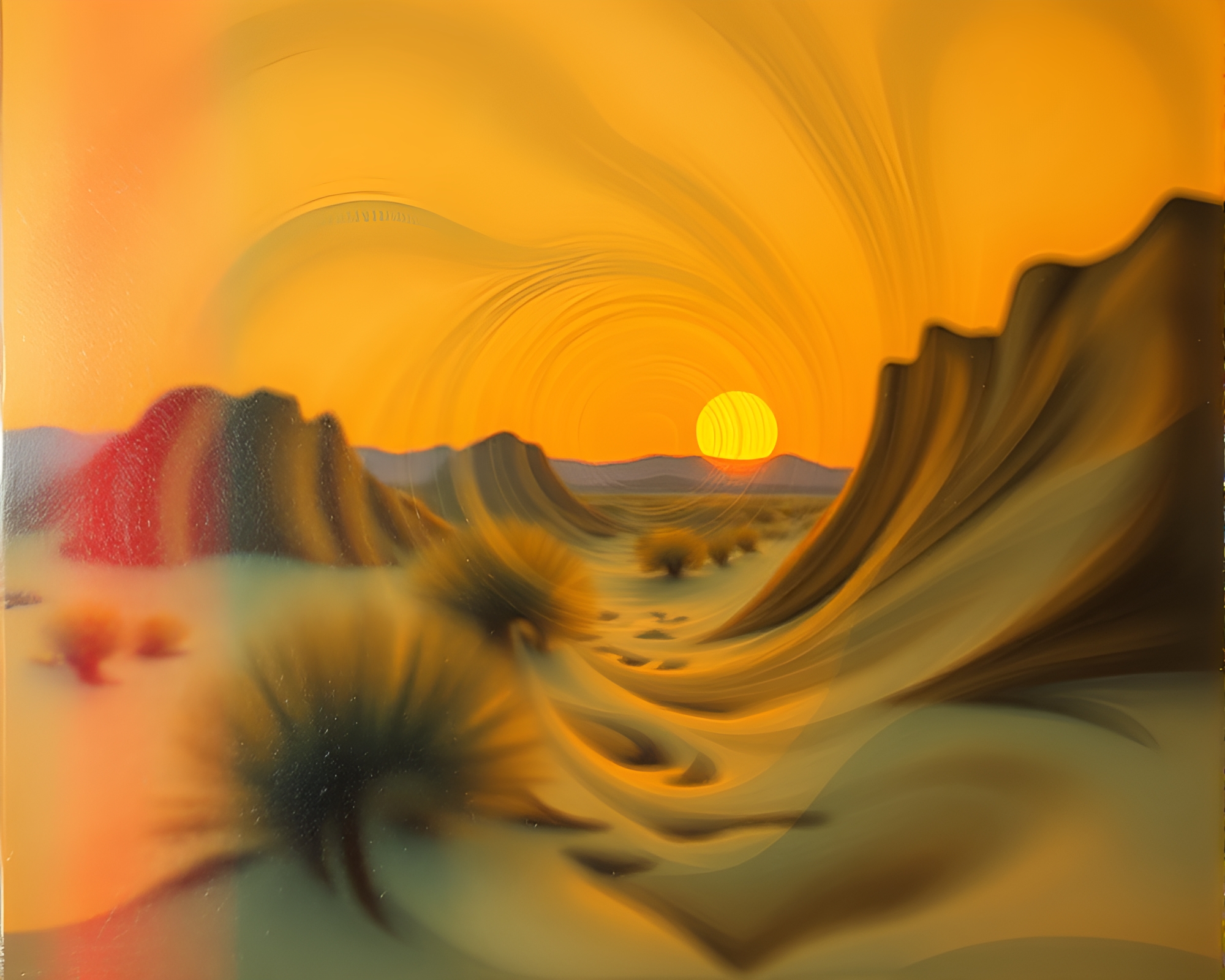 Encaustic Desert Mirage Porchlight Swirls – free AI stock image